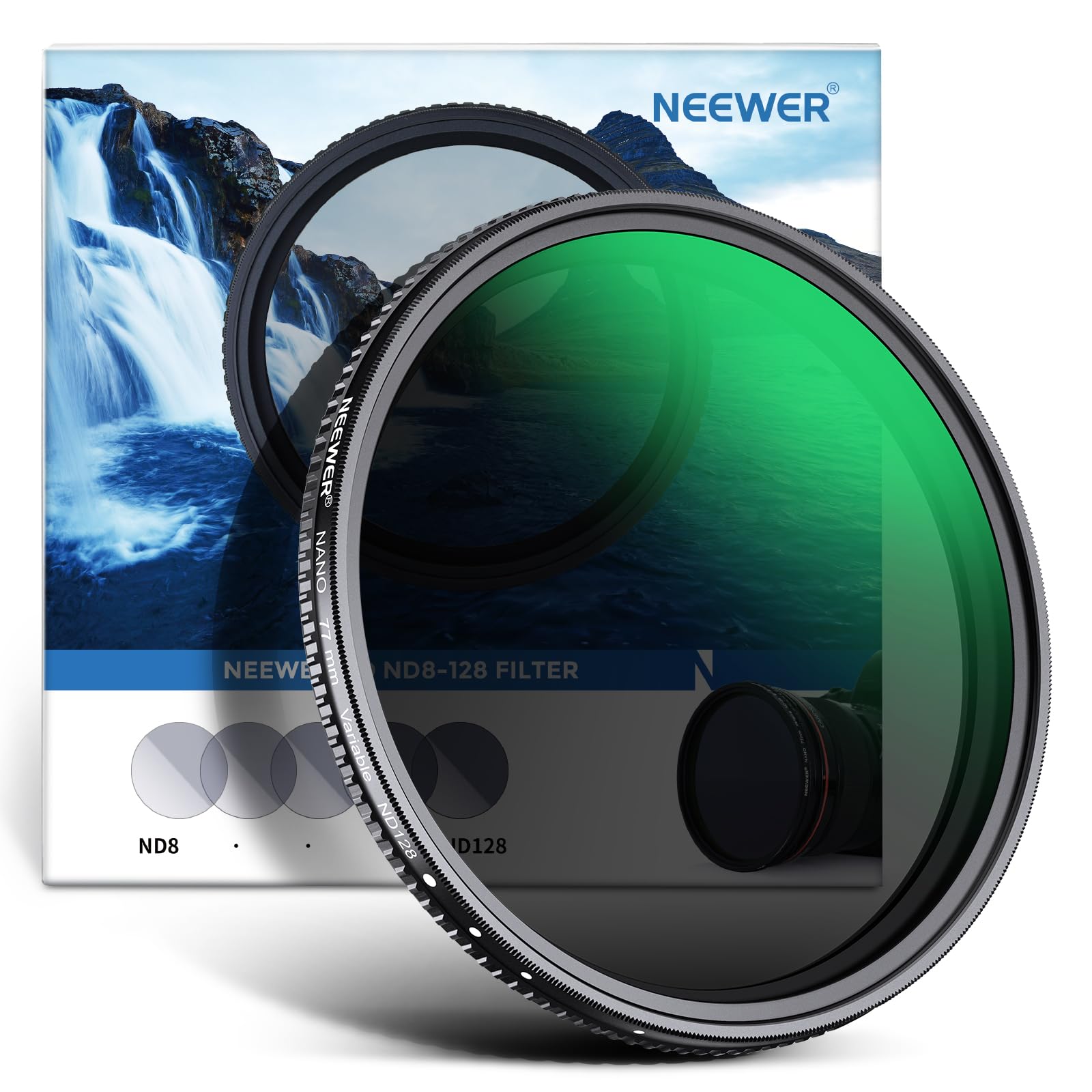 Rakuten - NEEWER 77mm 可変NDフィルター ND8-ND128 (3-7ストップ) X状ムラなし HD光学ガラス 30 層ナノコーティング 撥水防汚キズ防止 超薄型 クリーニングクロス付き