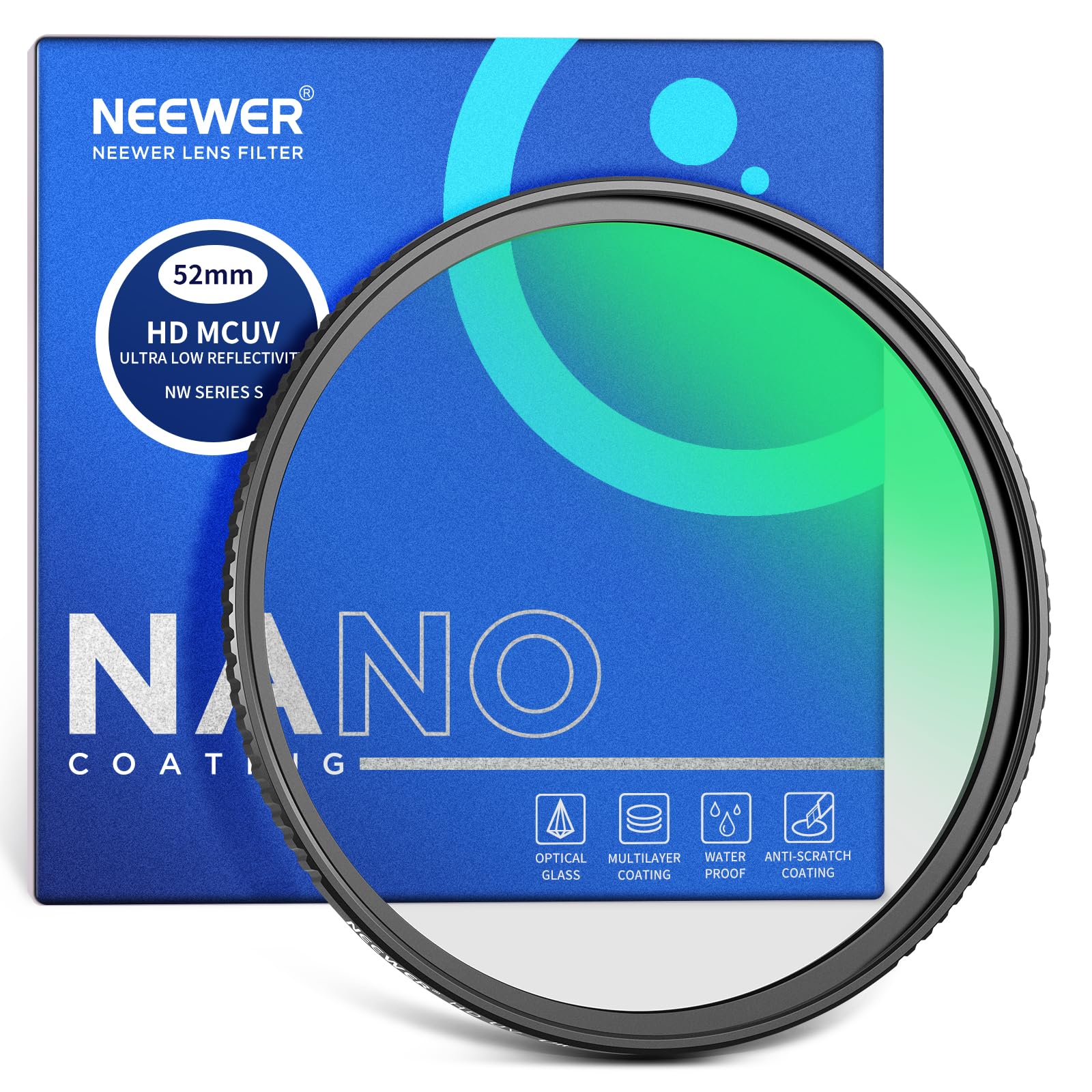 NEEWER 52mm UV󥺥ե륿 Ķȿ HDƩΨ ¿ƥ/إ饹/Ķߥե졼դ ɿ/...
