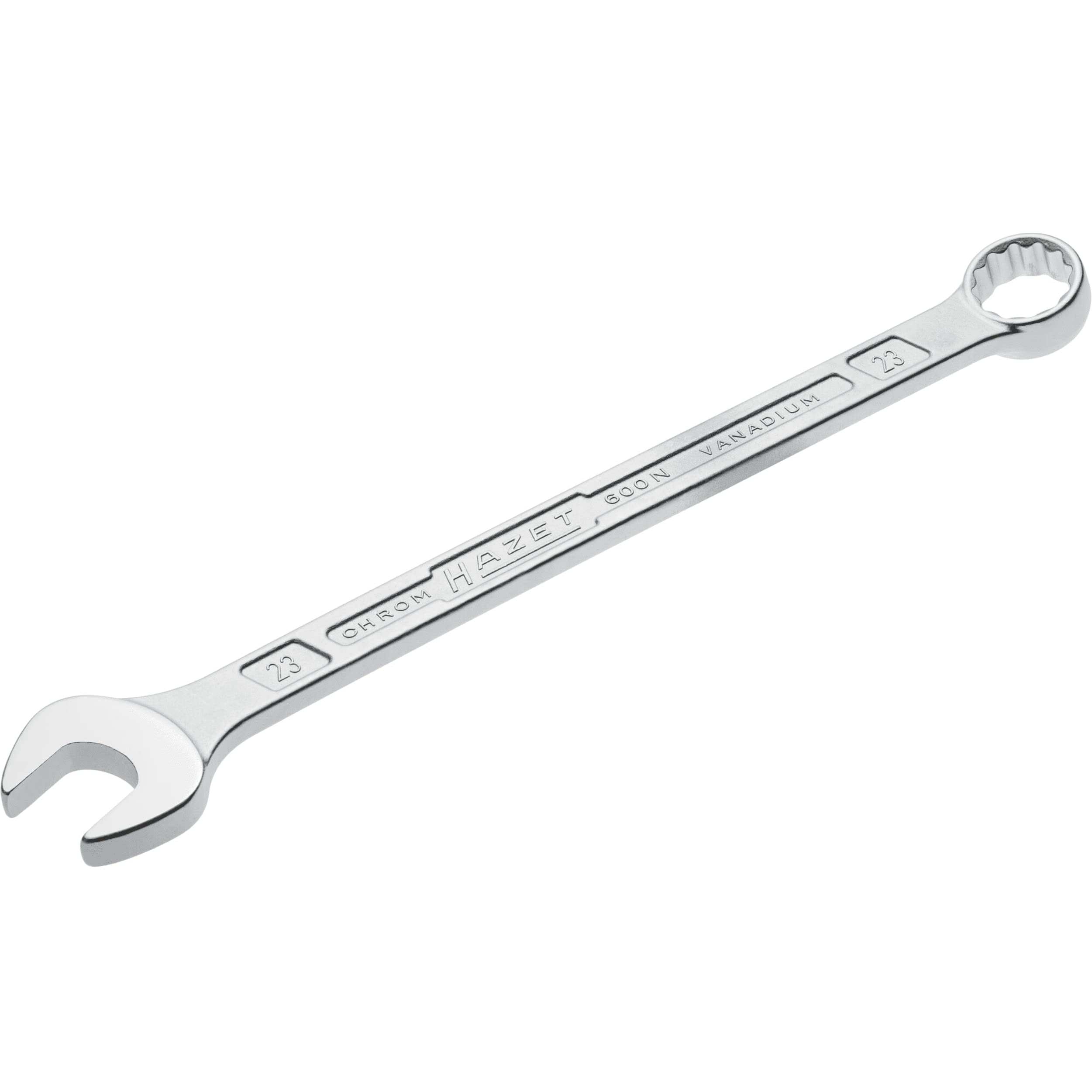 Rakuten - HAZET(ハゼット)コンビネーションスパナ 600N-23 クロームメッキ|コンビネーションスパナヘッド角度15°|出力:外径二重六角、フラット幅:23mm、シャフト:HAZETダブルTプロファイル