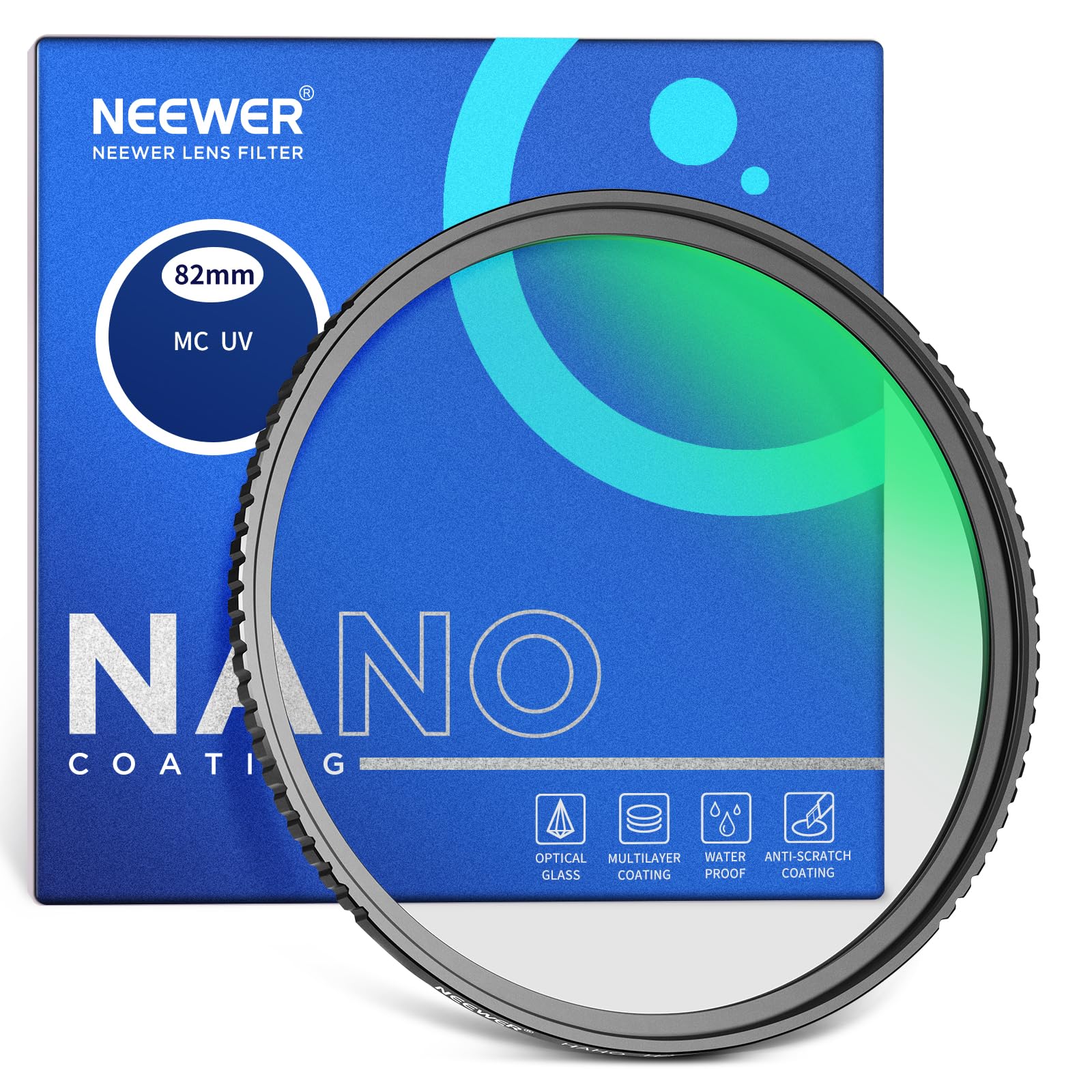 Rakuten - NEEWER 82mm MC UV保護フィルター 24層多層耐性ナノコーティング/HD光学ガラス/防水/耐傷性/超薄型アルミ合金枠/紫外線フィルター