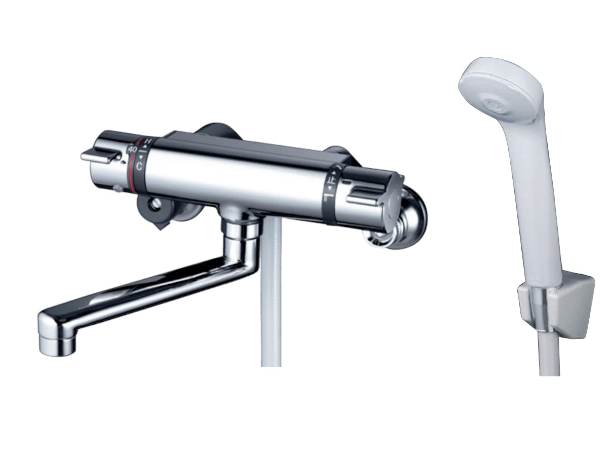 KVK サーモスタット式シャワー(撥水)170mmパイプ付 KF800THS グレー