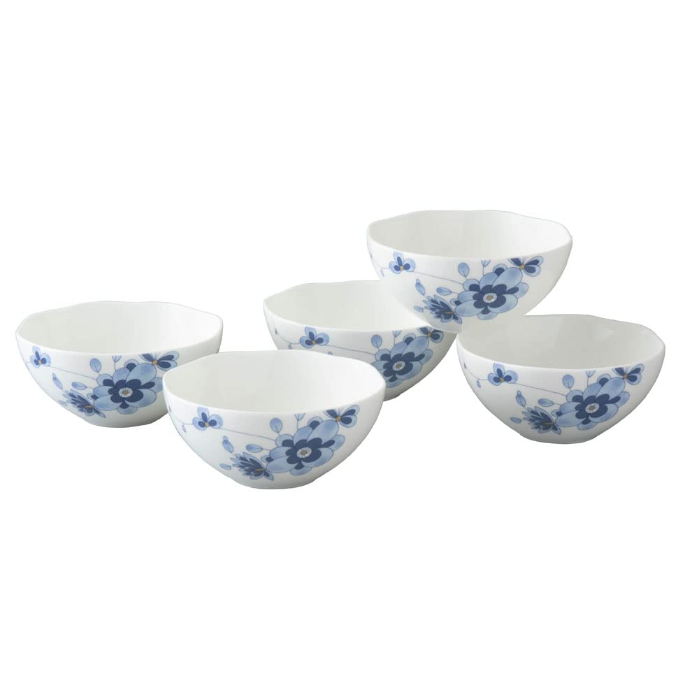 【送料無料】NARUMI(ナルミ) ボウル 皿 セット ミラノ・デュオ 11cm ブルー 梅の花 更紗調 結婚祝い 電子レンジ温め 食洗機対応 ギフト箱入り 52442-23174