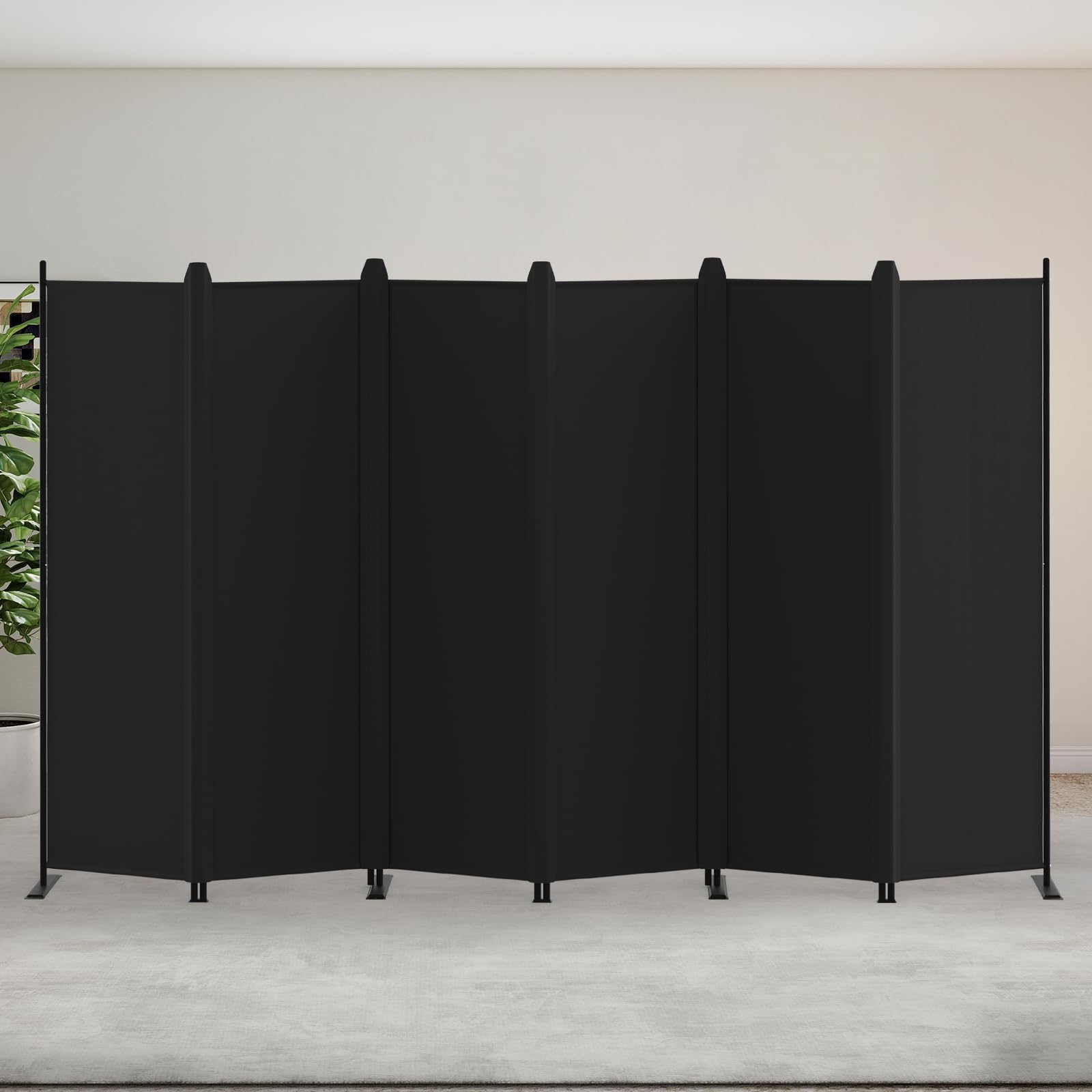 Rakuten - Kokorona パーテーション 間仕切り 4連 カバーストリップ付き 高さ176cm 幅329cm 衝立パーテーション スクリーン 折りたたみ 布タイプ 屏風 目隠し 区切り 衝立 軽量 オフィス 事務所 ブラック