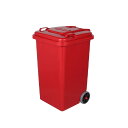 ダルトン(Dulton) プラスチック トラッシュカン 65L レッド ゴミ箱のマスターピース ふた付き 大型 屋外 水抜き穴有り 高さ680mm 幅415mm 奥行460mm 100-198RD