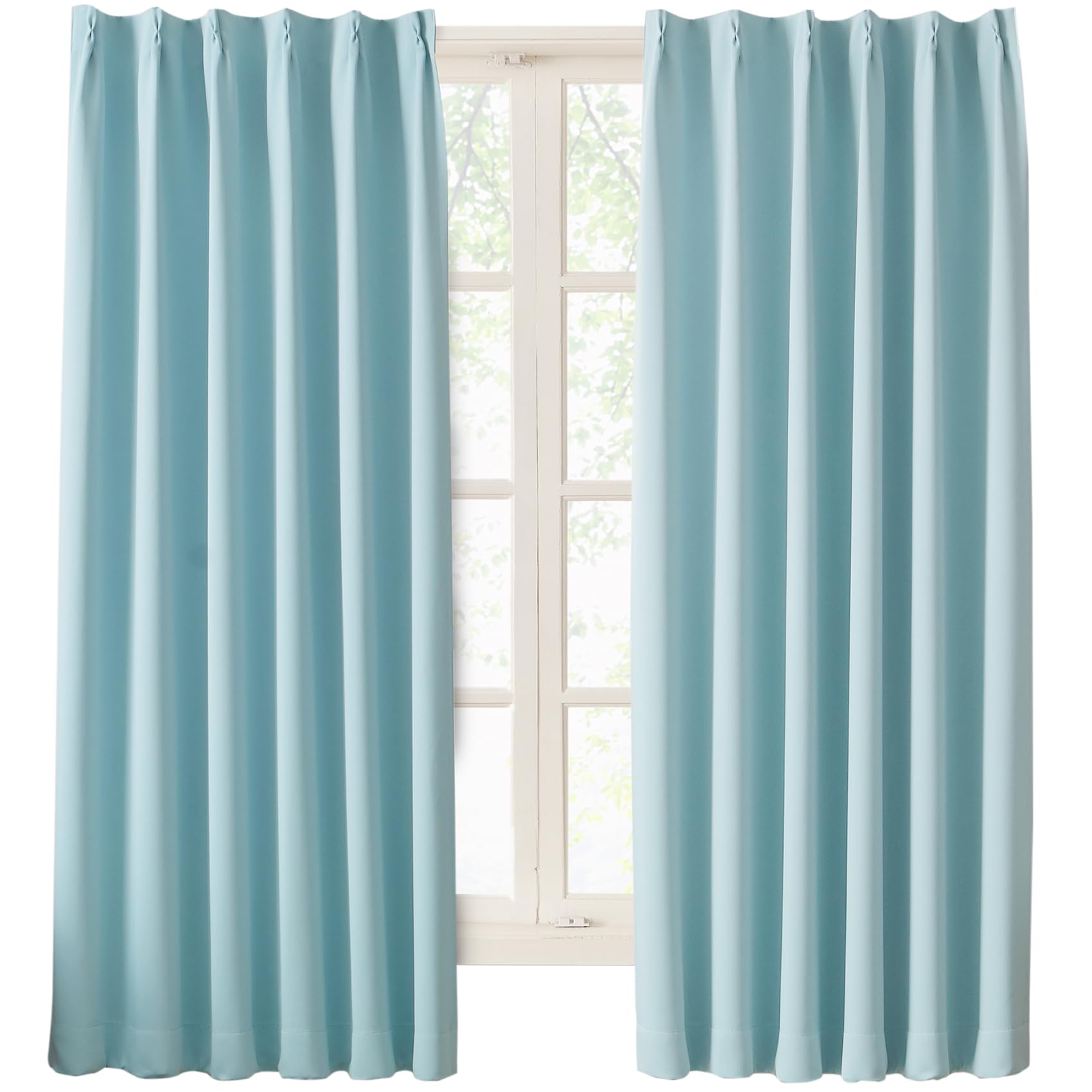 Hansleep カーテン 1級遮光 2枚組 幅150cm丈230cm スカイブルー 断熱 防寒 防音 省エネ 厚手 無地 おしゃれ 洗える リビング用 (スカイブルー, 幅150cm×丈230cm)