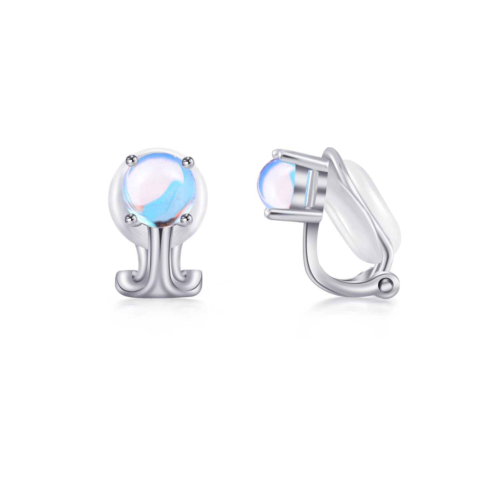 Free bird ムーンストーン イヤリング レディース 人気 金属アレルギー対応 シルバー925 痛く無いイヤリング フェイクピアス 6月の誕生石 一粒 上...