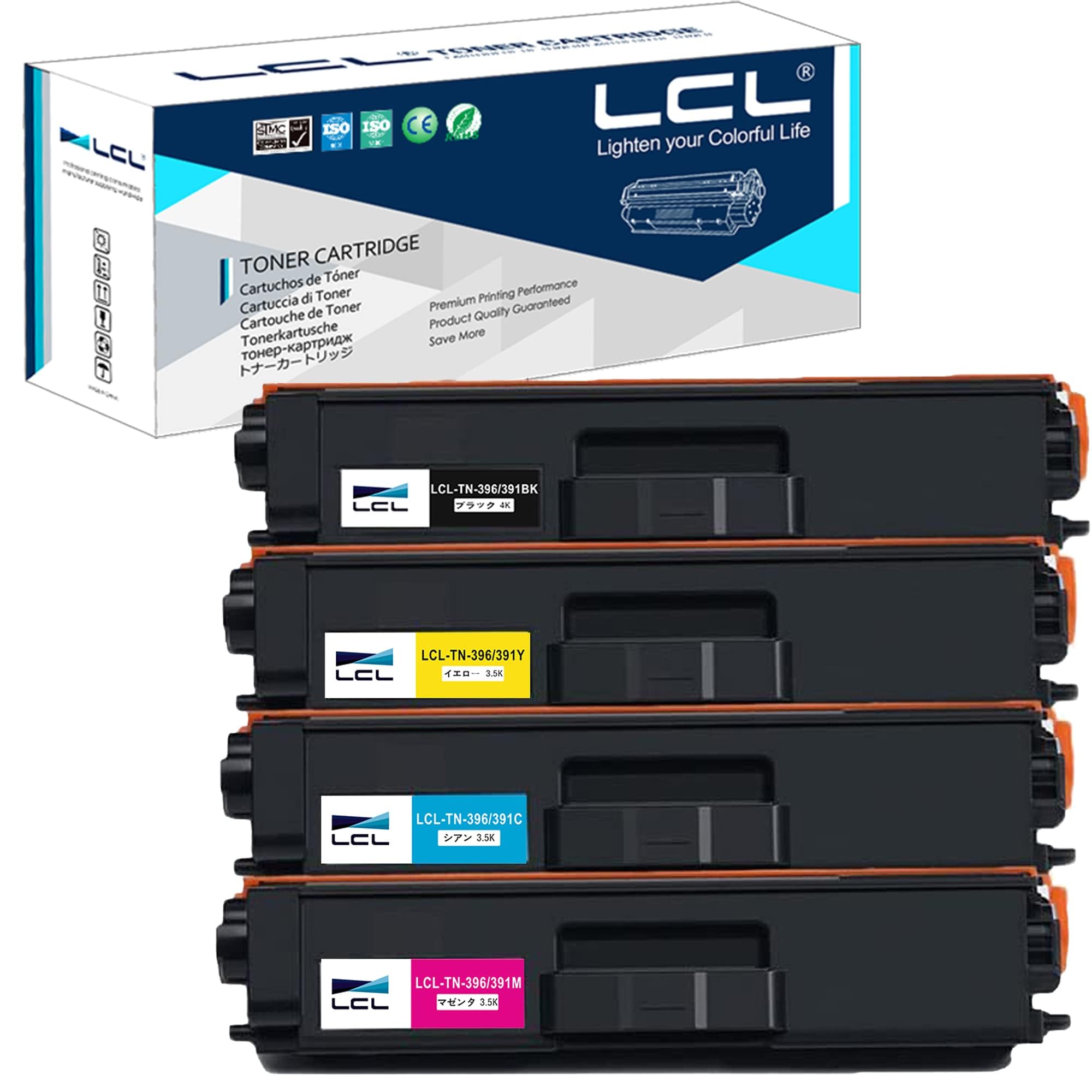 Rakuten - LCL Brother用 ブラザー用 TN-391 TN-396 TN-396BK TN-396C TN-396M TN-396Y 大容量（4色セット ブラック シアン マゼンタ イエロー） 互換トナーカートリッジ 対応機種：HL-L9200CDWT HL