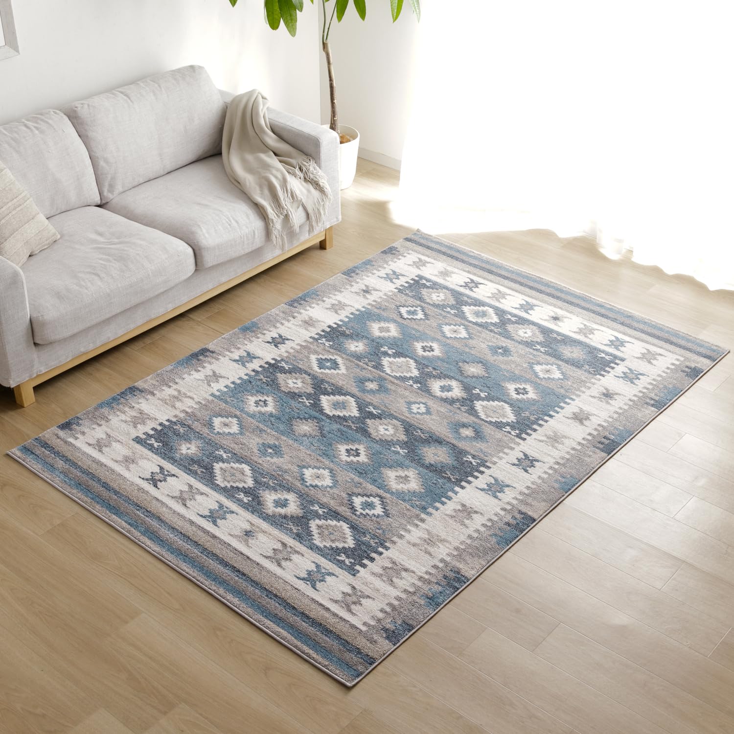 Rakuten - イケヒコ ラグ カーペット ウィルトンラグ レティシア 約200×250cm ブルー トルコ製 輸入ラグ ルームマット ミックス ウィルトン織り おしゃれ イケヒコ #1322310040601
