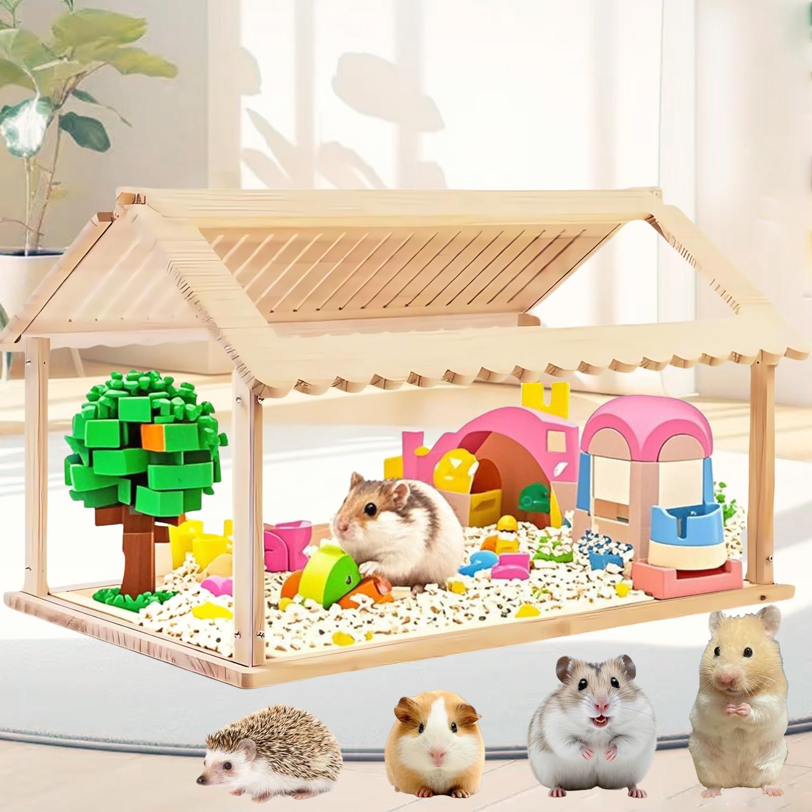 kilogorge 木製 ハムスターケージ＆モルモット、小動物ペット用のパノラマ透明ハリネズミ ケージ、（55*30*32CM）、前面透明パネルが全開で掃除しやすい 、大空間は快適に遊ぶことができ、ヒゲトカゲ、ネズミ、ハリネズミ、カメレオン、イグアナなど飼