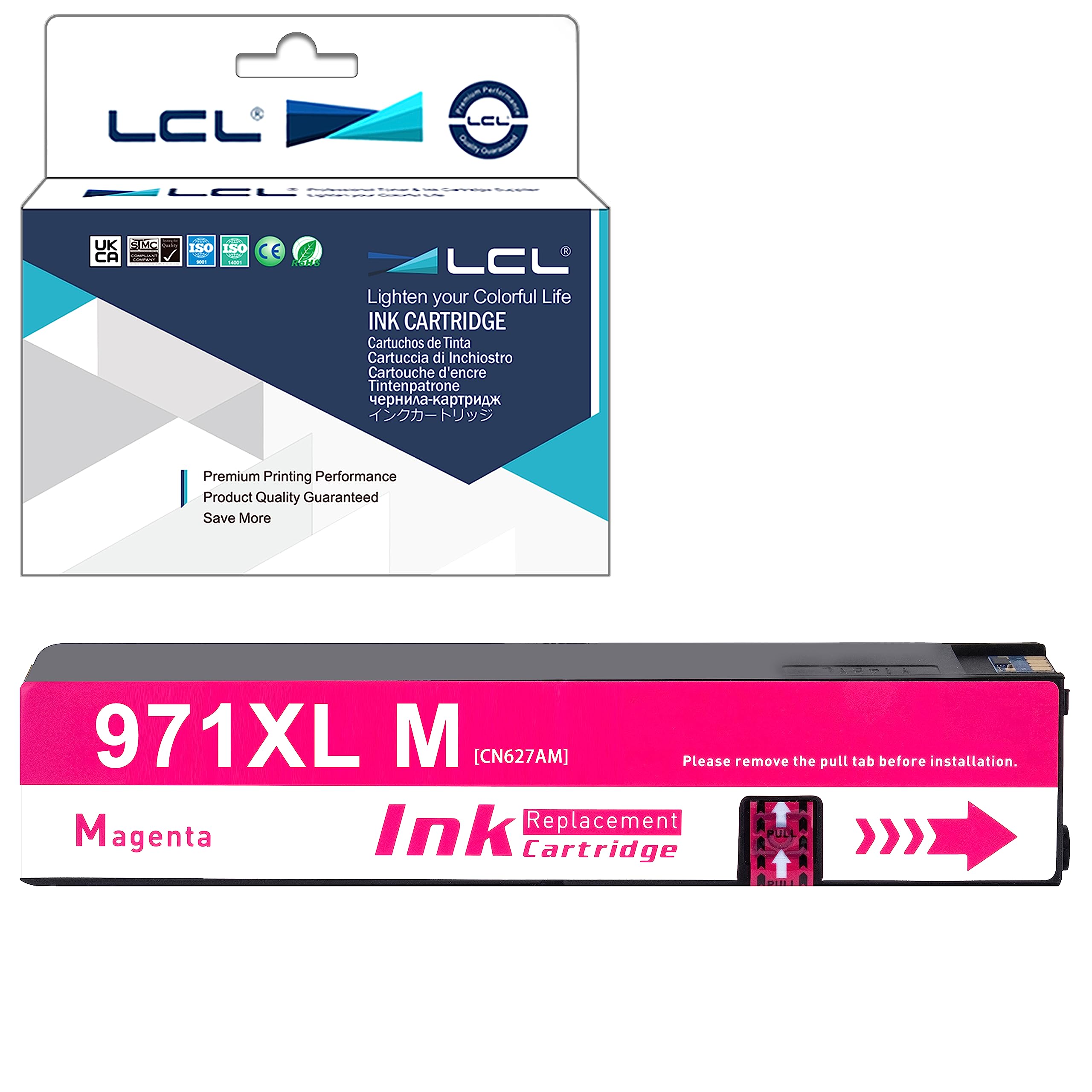 LCL HP用 ヒューレット・パッカード用 971XL 971 XL CN623AA CN627AA 増量 顔料 (1パック マゼンタ) 互換インクカートリッジ 対応機種：Officejet Pro X451DN X451DW X476DN X476DW