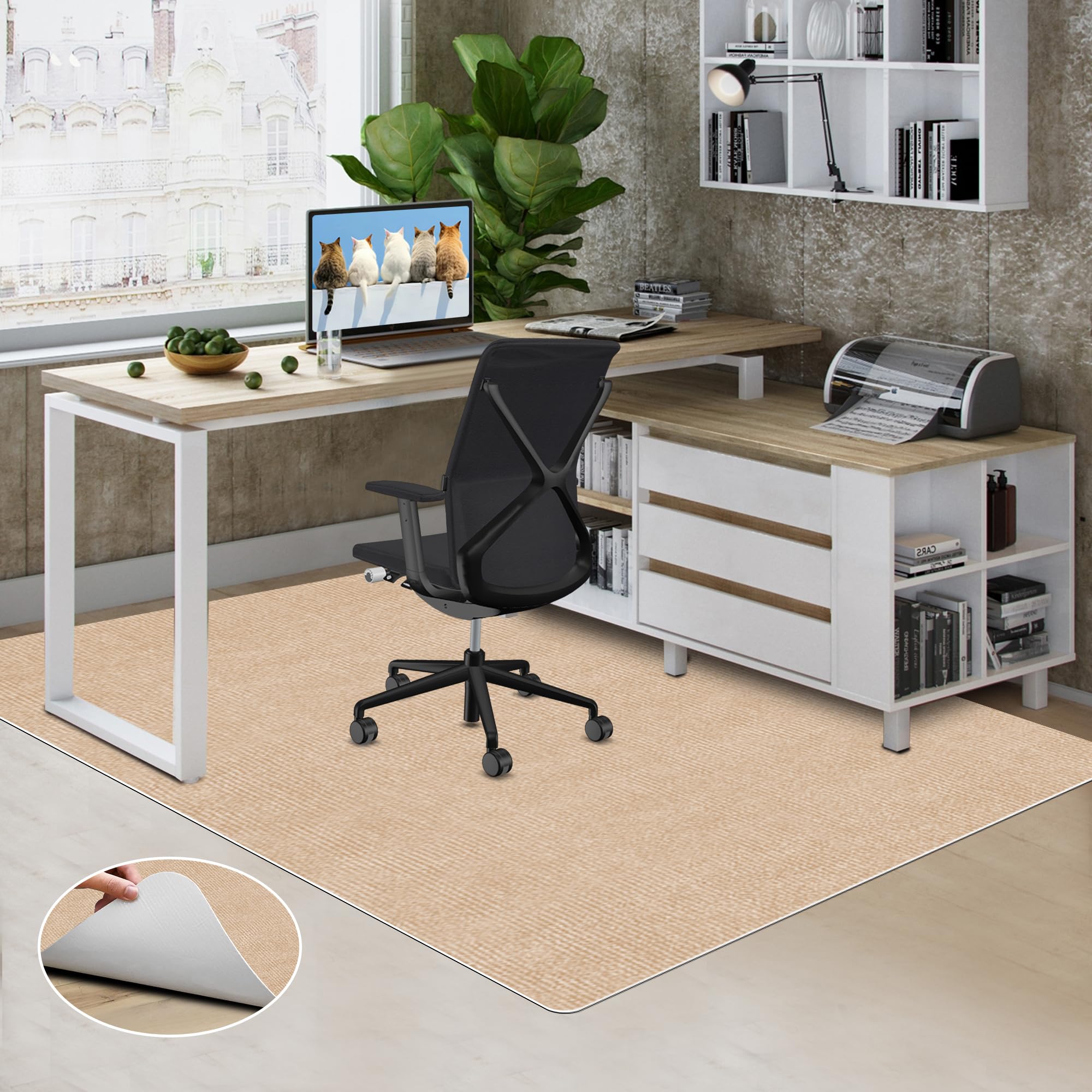 【 限定ブランド】チェアマット フロアマット 床保護マット HAODEMI 180*140cm 厚さ4mm TPRカーペット ..