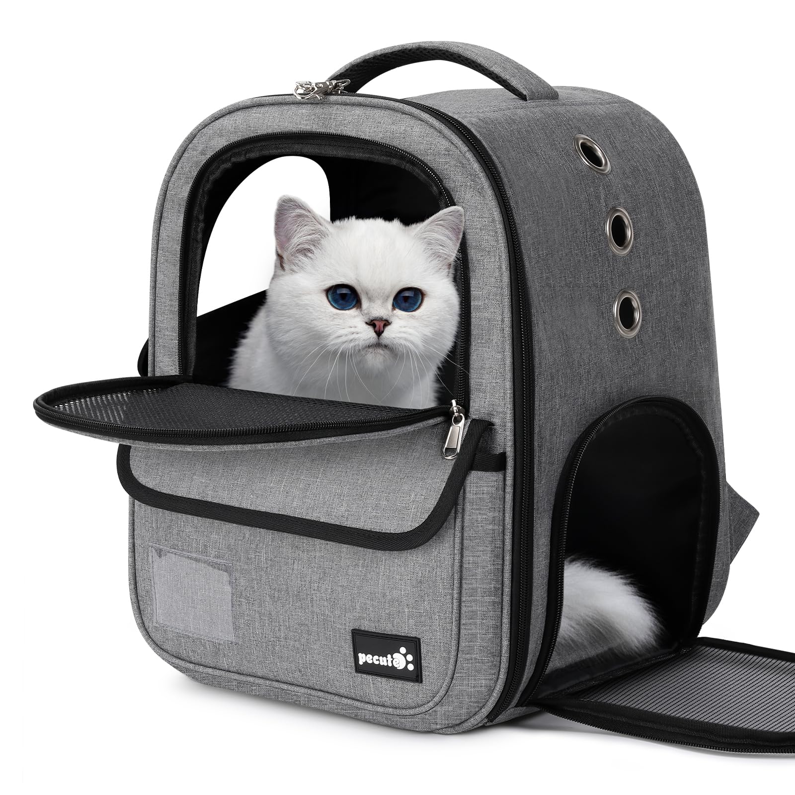 Rakuten - ペキュート Pecute 猫 キャリー リュックペット キャリーバッグ 犬 猫 ウサギ リュック 猫 リュック 猫 ウサギ 小型犬 小動物用通気性 軽量 折りたたみ式 脱歩防止 持ち運びやすい 旅行 通院 災害避難用 防災用
