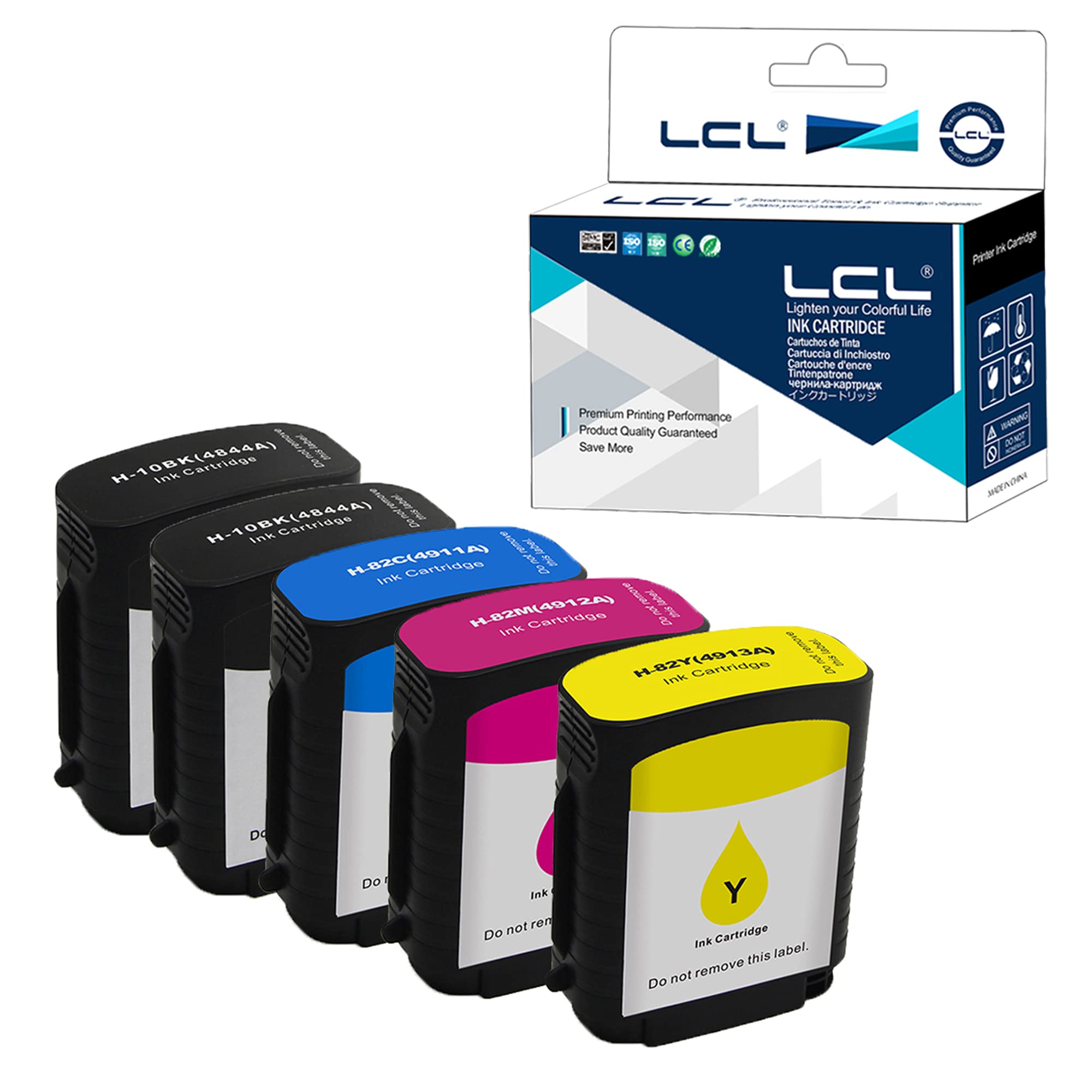 LCL HP用 10 C4844A 82 C4911A 82 C4912A 82 C4913A 互換インクカートリッジ (5パック 2ブラック シアン マゼンタ イエロー) 対応機種：Designjet 820/820mfp/815/815mfp/ 800