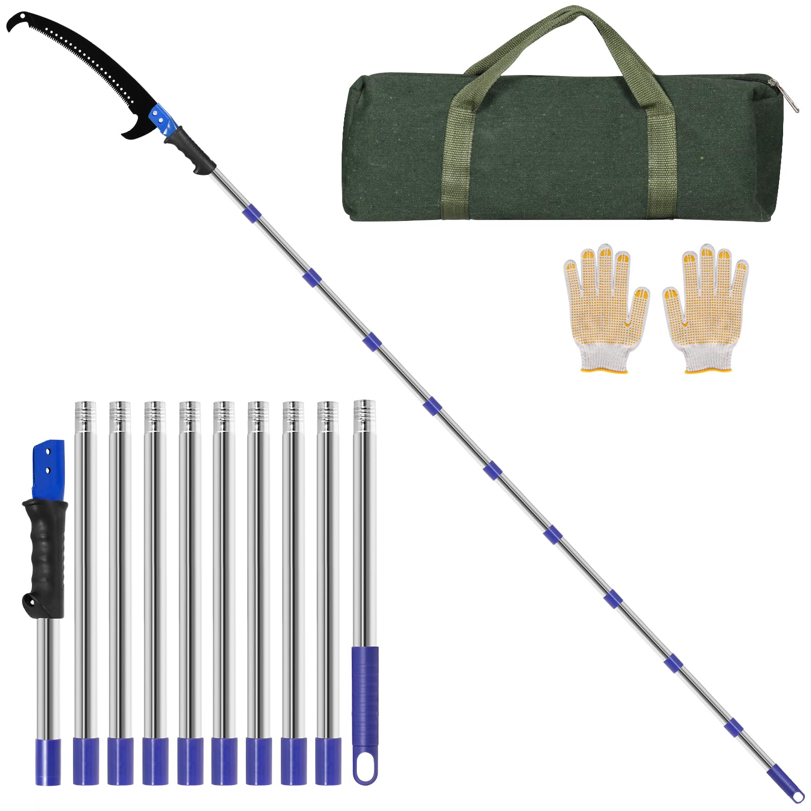 Kokorona 4m 高枝ノコギリ 10段階 超軽量 高枝のこぎり 手動剪定 高枝切 耐久性合金鋼 ノコギリ付き高..