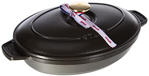 Rakuten - staub ストウブ 「 オーバル ホットプレート ブラック 23cm 」 両手 ホーロー 鍋 IH対応 【日本正規販売品】 Hot Plate 40509-582-0
