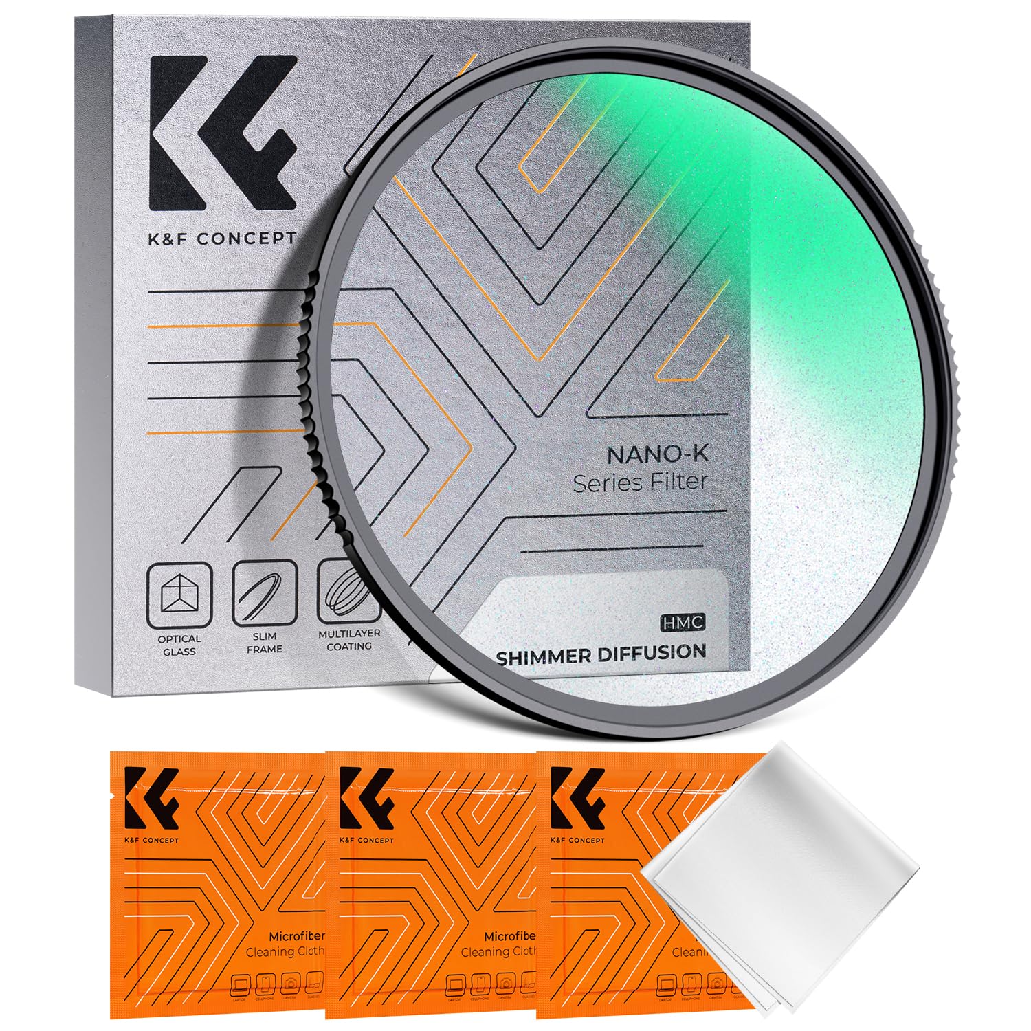 K&F Concept 49mm Shimmer Diffusion フィルター ソフトフィルター 18層コーティング 柔らかな描写 ポートレート撮影に最適 1枚クリーニングクロス付属 （Nano-Klear）