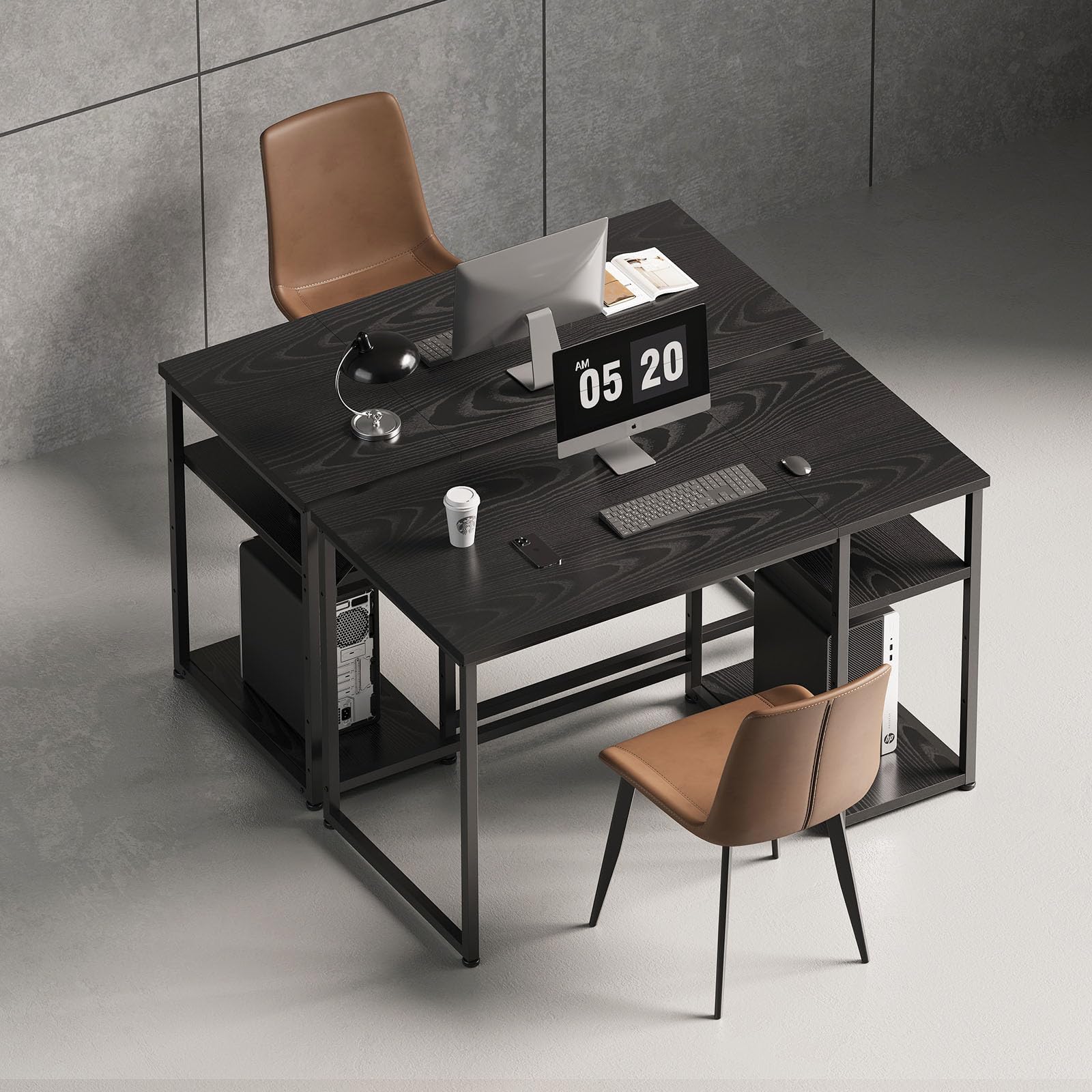 Maihail パソコンデスク ラック付き 120 デスク desk 机 pcデスク 桌子 ゲーミングデスク カウンターテーブル 勉強机 家具 パソコンラック table 幅120*奥行55cm SZ122HFD 黒い [2]