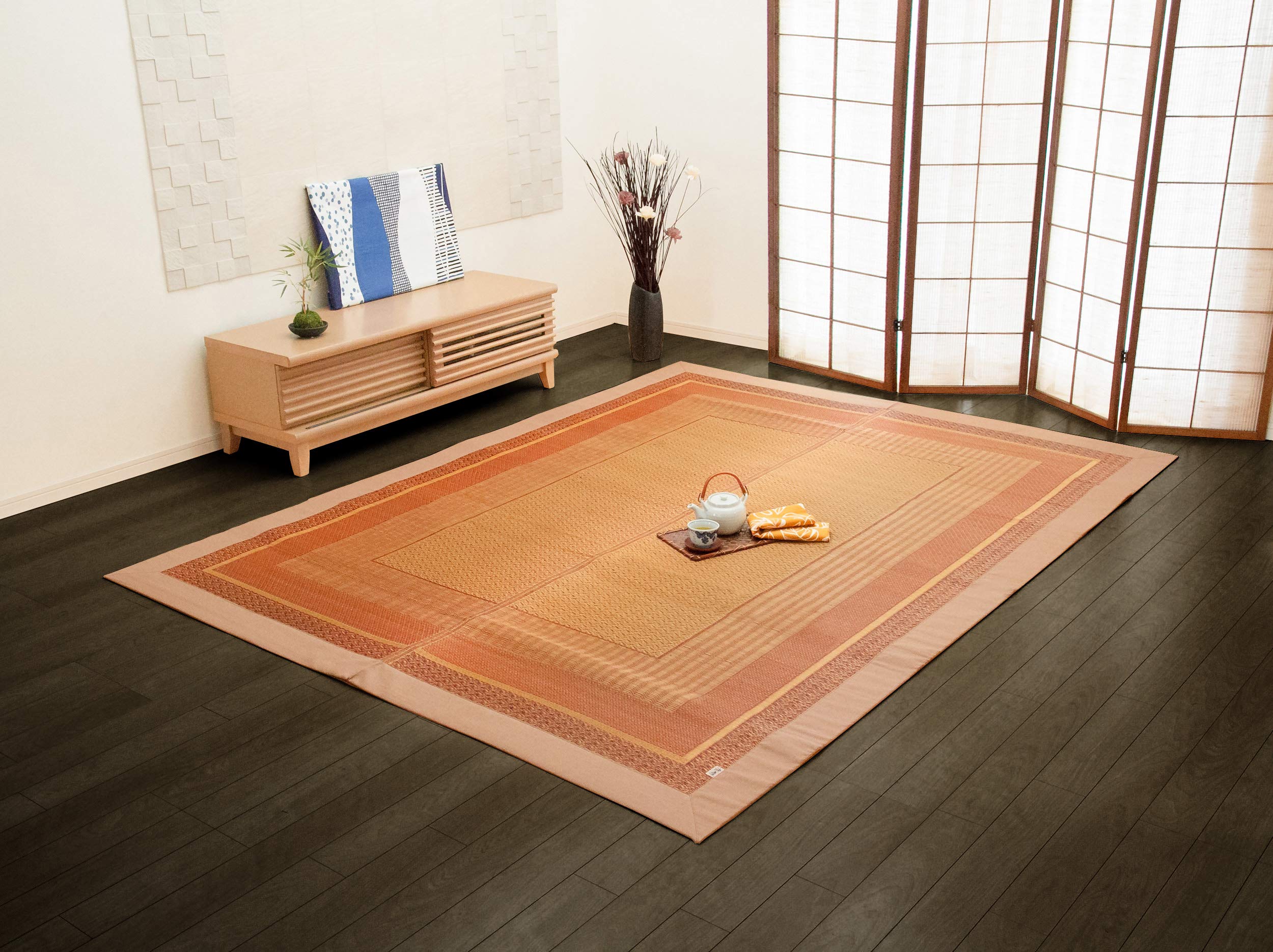 Rakuten - イケヒコ 国産 い草 ラグ カーペット DXランクス総色 ベージュ 約140×200cm 裏付き #8212650