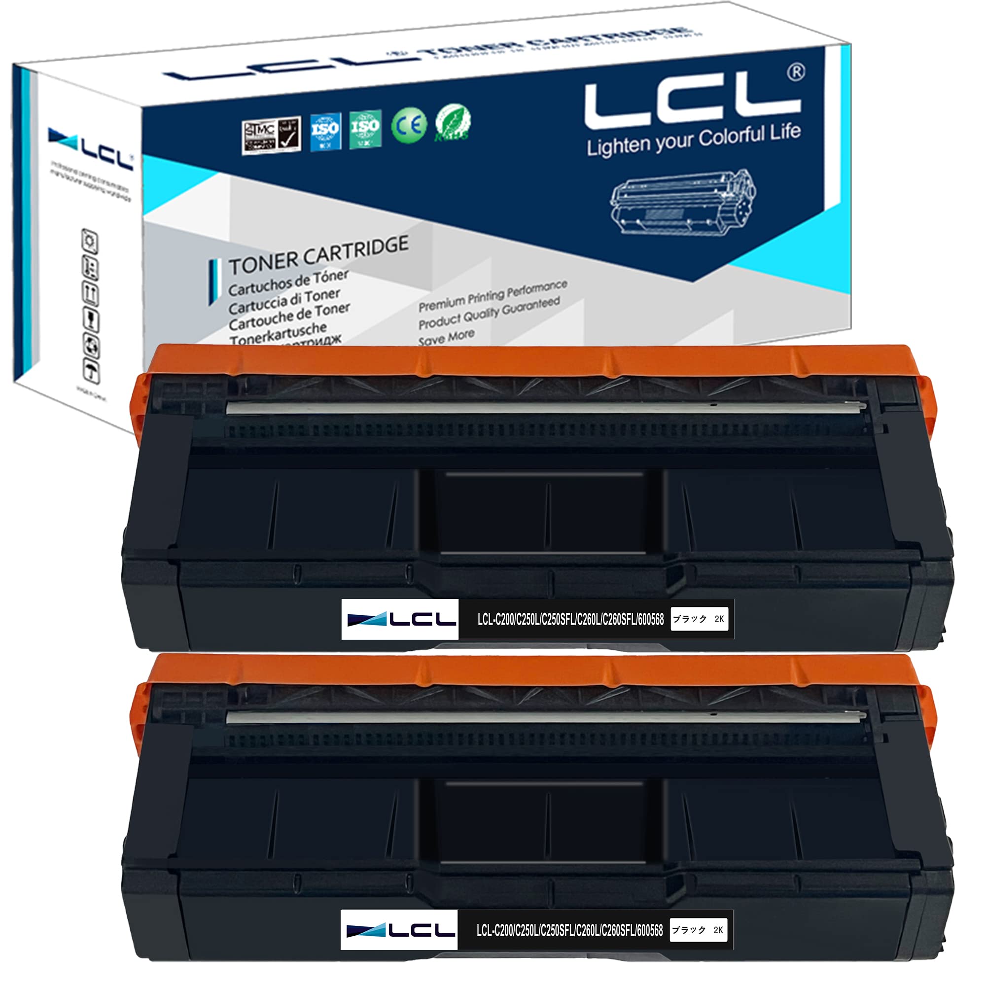 LCL RICOH用 リコー用 C200 C250L C250SFL C260L C260SFL 600568 再生トナーカートリッジ (2パック ブラック) 対応機種:Ricoh Ipsio sp C200/SP C250L/SP C250SFL/SP