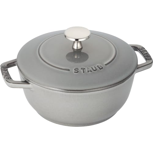staub ストウブ 「 ワナベ グレー S 16cm 」 両手 鋳物 ホーロー 鍋 炊飯 1合 IH対応 【日本正規販売品】 Wa-NABE 40501-002