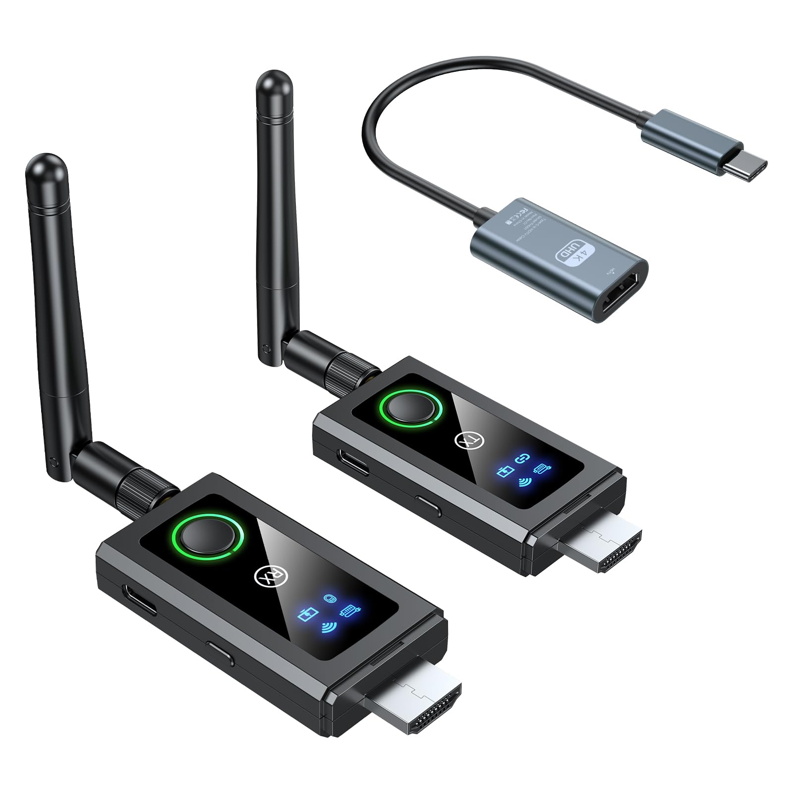 楽天SelectSHOP 岐阜 楽天市場店KCEVE 200M 5GHz ワイヤレスHDMI 小型 ワイヤレス送受信機セット （WIFI/Bluetooth/アプリ不要）ドライバー不要 簡単に接続 映像音声同時出力 ホーム/オフィス用 テレビ/映画/ゲーム/ライブの視聴用 TV/スマホ/PC/Ma