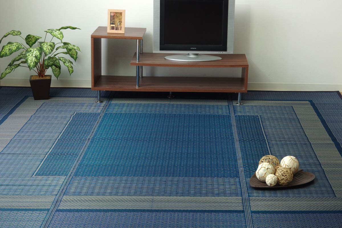 Rakuten - イケヒコ 国産 い草 ラグ カーペット DXランクス 約140×200cm ネイビー 裏付き #8239000