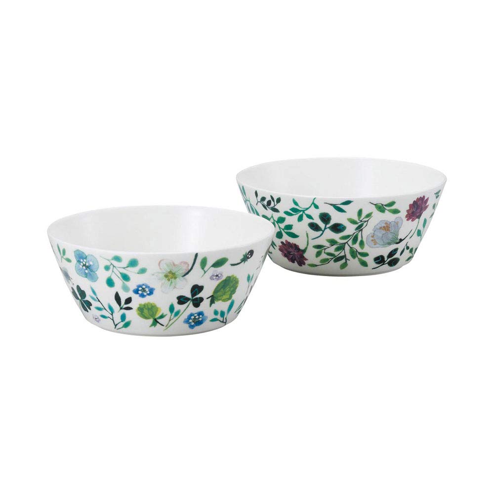 【送料無料】NARUMI(ナルミ) 食器セット アンナ・エミリア 径14cm グリーン 花柄 かわいい 3個セット 電子レンジ温め 食洗機対応 ギフト箱入り 51854-23166P