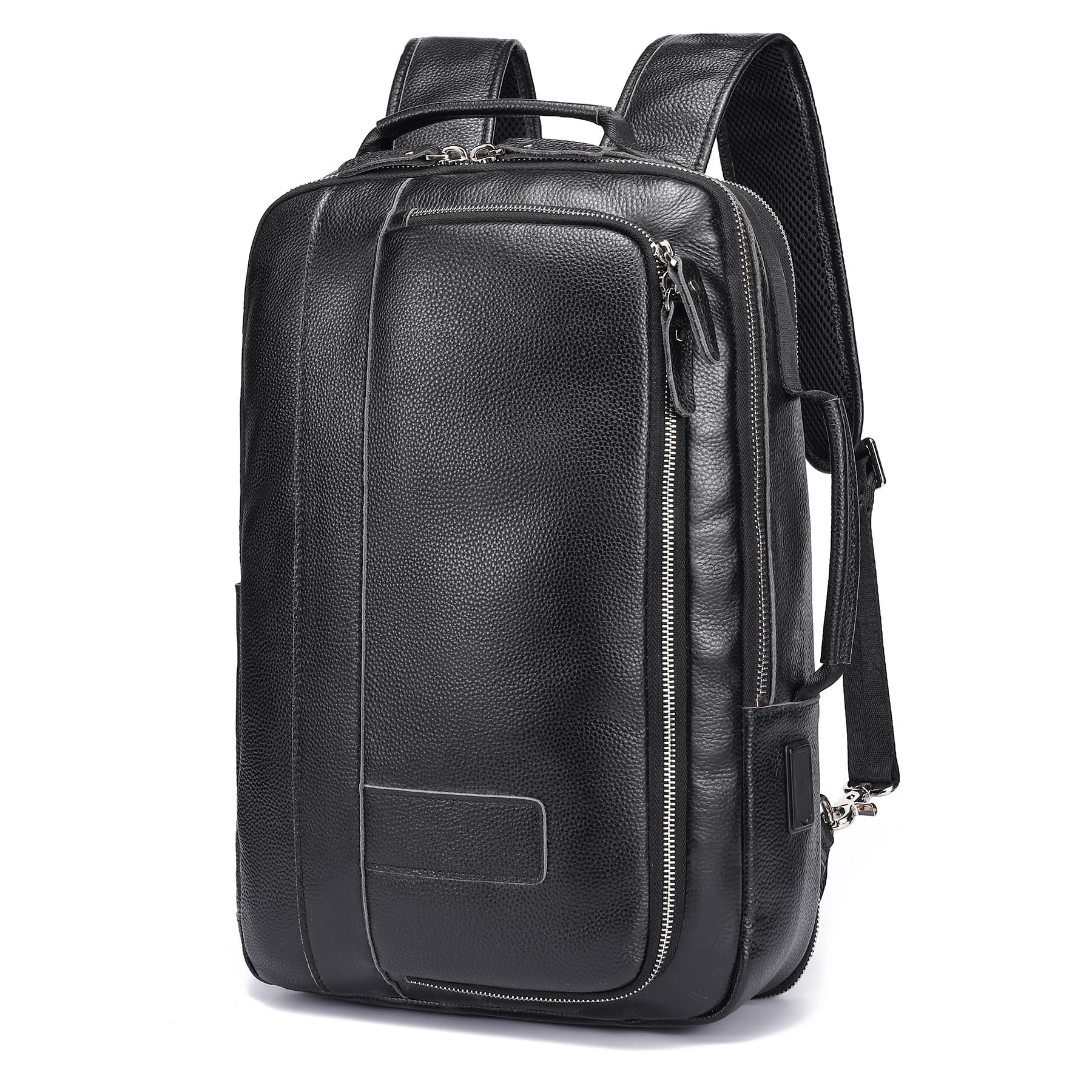 [Lannsyne] リュック メンズ 本革 2way バックパック 革 ビジネスバッグ ビジネスリュック マチ拡張 大容量 15インチPC A4対応 USBポート付き 通勤 通学 1-2泊 出張 旅行 通気性