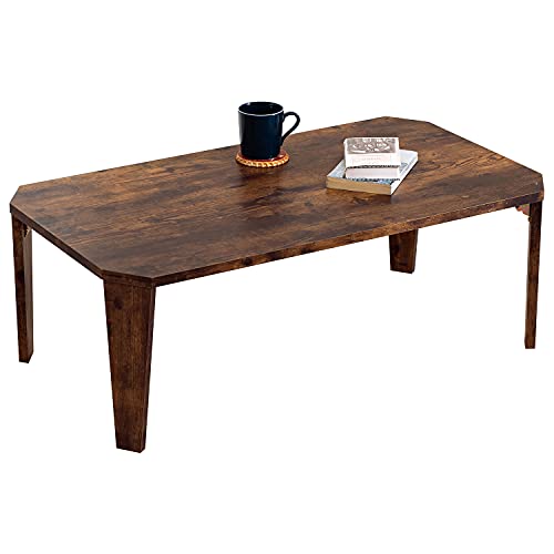 萩原 ローテーブル センターテーブル テーブル 机 【木目調天板がスタイリッシュ】 折りたたみ 完成品 軽量 ヴィンテージ リビング ソファテーブル 幅90×奥行50×高さ32 ブラウン MT-6861BR