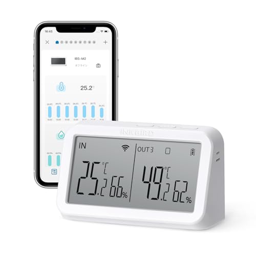 INKBIRD Wi-Fiハブ 温度湿度センサー アプリで温湿度管理 WiFiゲートウェイ 大型LCD画面 専用アプリ IN..