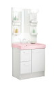 LIXIL(リクシル) INAX 洗面化粧台 セット D7シリーズ シングルレバー洗髪シャワー水栓 引出タイプ 寒冷地仕様 洗面器ピンク 間口750mm D7H5-755SYN-W/VP1P & 1面鏡 LED くもり止めコート MD7X3-751YFJU