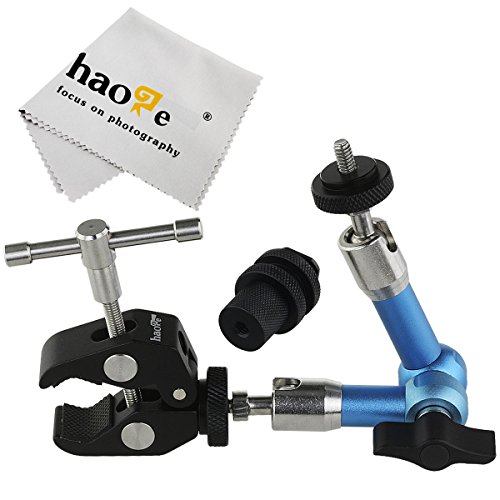 Haoge 7インチ ステンレススチール 関節式摩擦マジックアーム 大きなクランプ付き HDMI LCD モニター L..