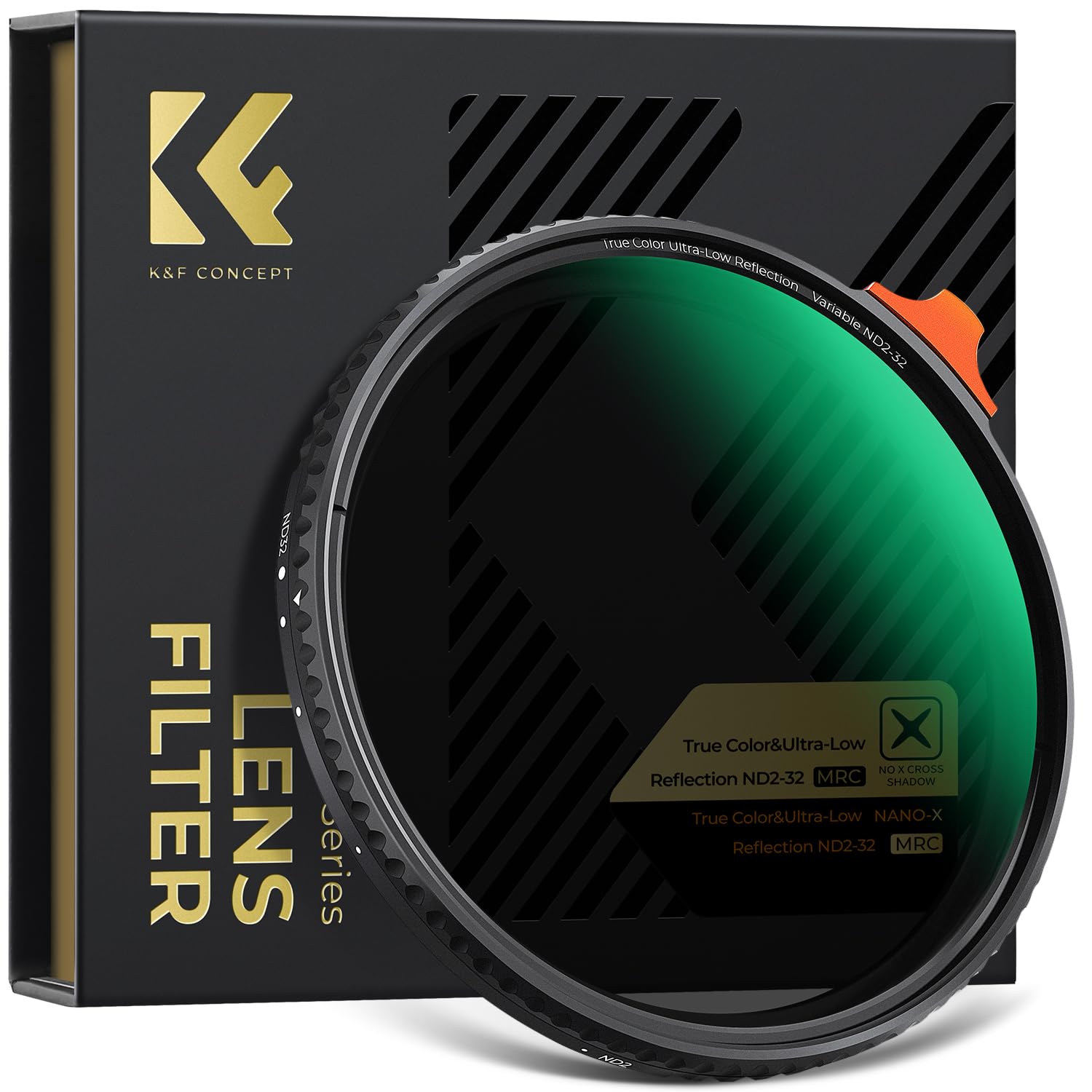 K&F Concept 52mm True Color&超低反射 ND2-ND32 可変NDフィルター 黄色被り解消可能 超低反射0.1% 28層コーティング（Nano-Xcel）