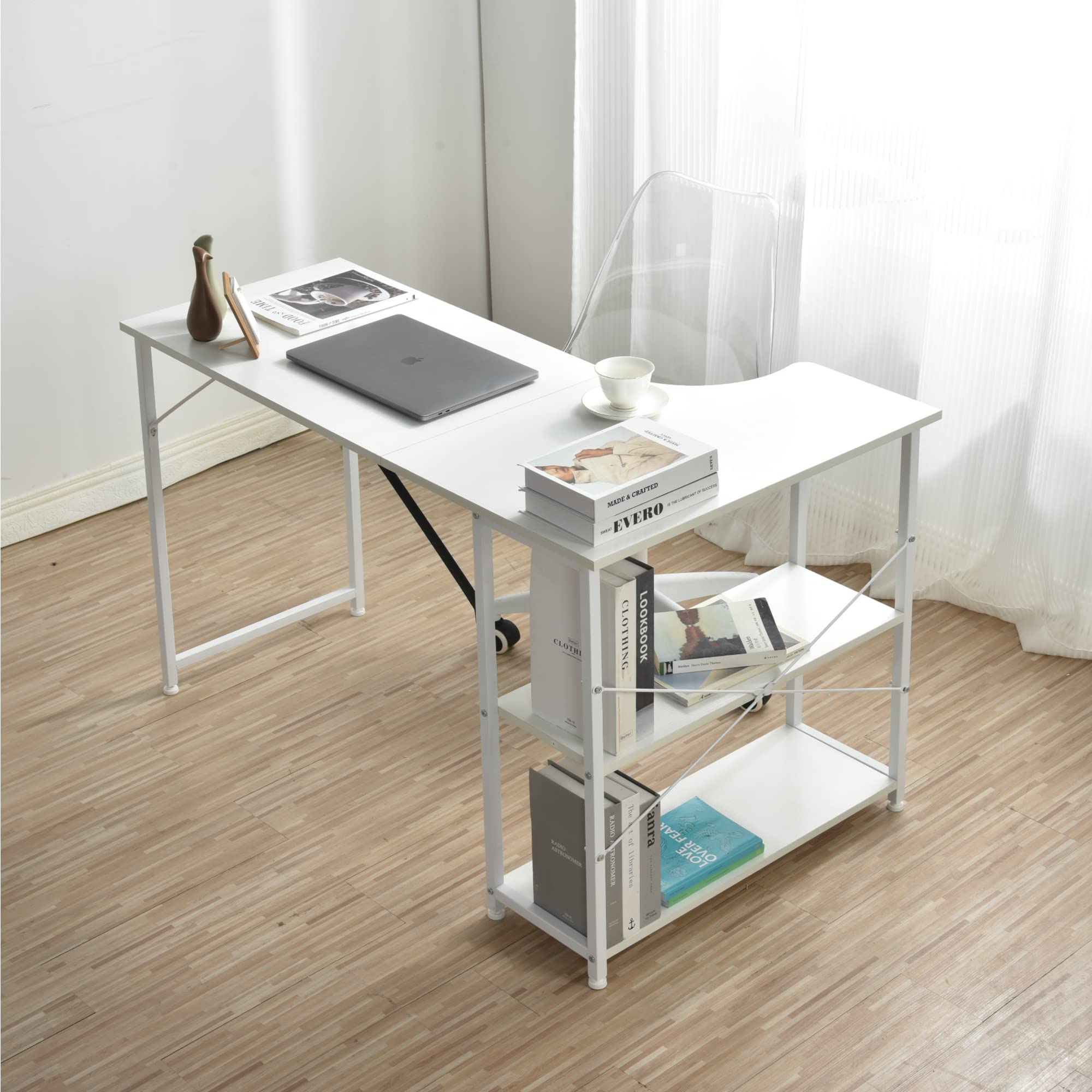 OSJ l字デスク 120cm幅 ラック付きパソ