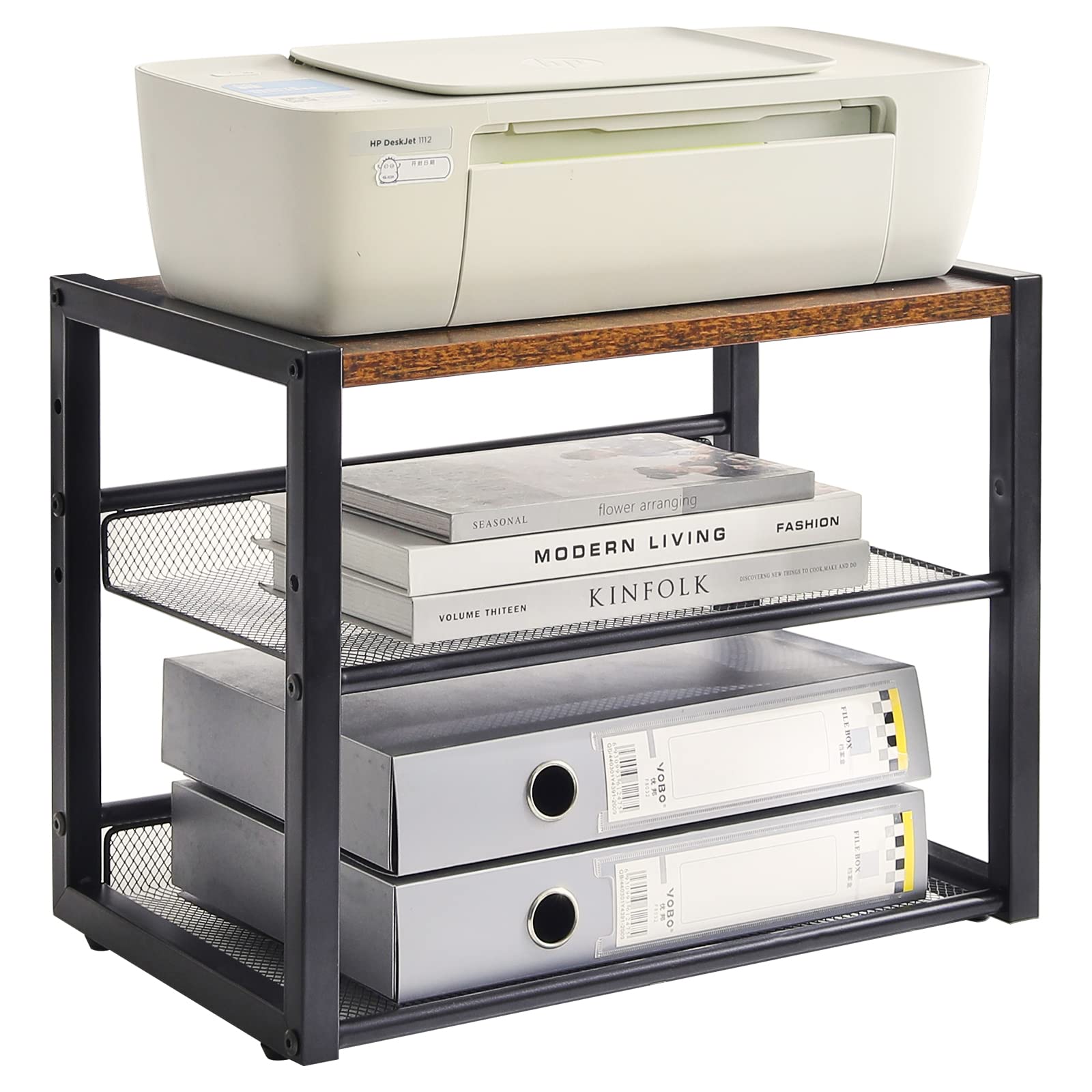 YMYNY プリンター 台 コピー機台 サイド デスク 3段調節可能卓上収納ラック 多機能収納ラック オフィス..