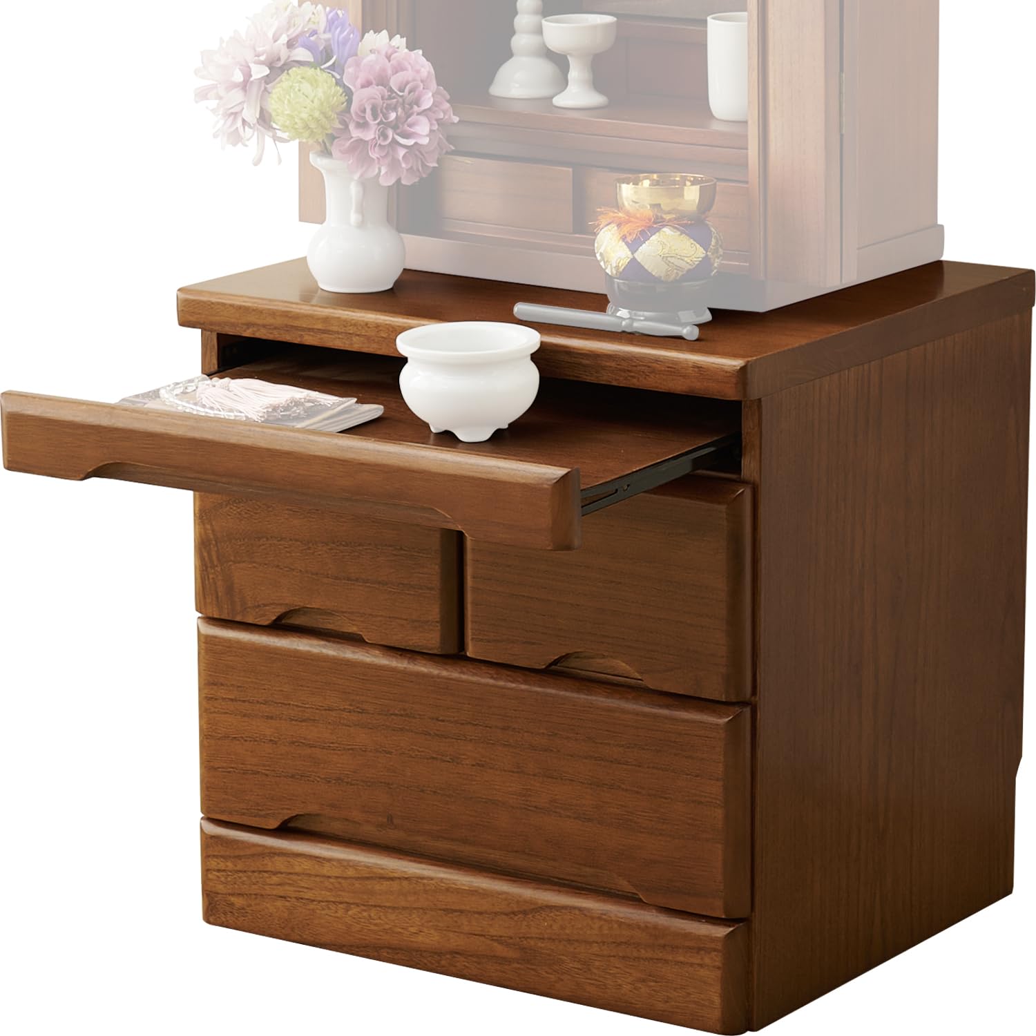 萩原 仏壇 台 チェスト 仏具 収納 モダン 完成品 天然木 幅46 奥行39 高さ45 ブラウン MCH-6072BR