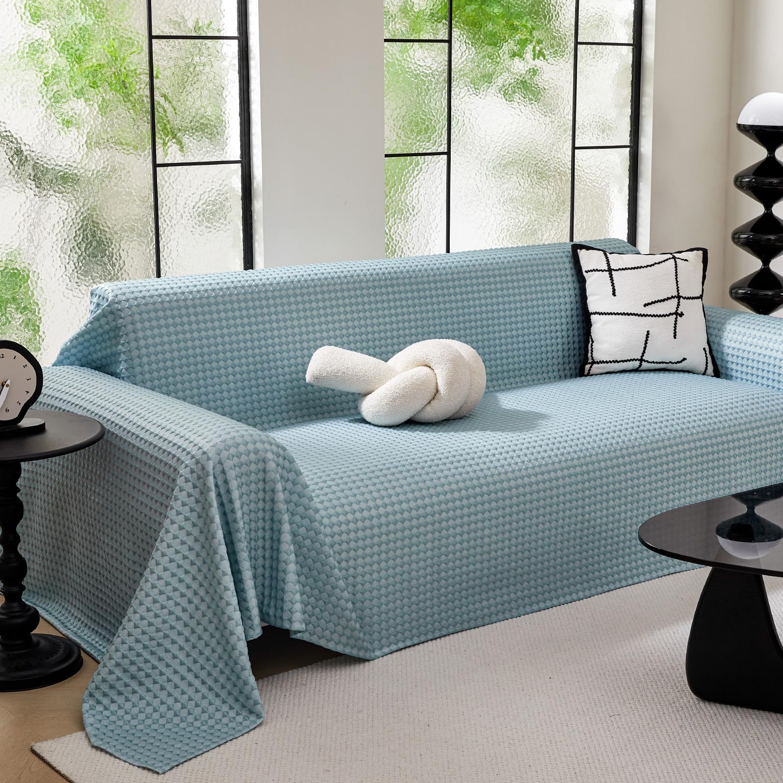 JEMAジェマ ソファーカバー マルチカバー 接触冷感 ソファーシーツ ひんやり 夏用ブランケット 長方形 大判 3-4人掛け 北欧風 おしゃれ 犬猫用 無地 柔らかい 汚れ防止 多機能 防塵カバー テーブルクロス テーブルカバー マルチクロス シンプル