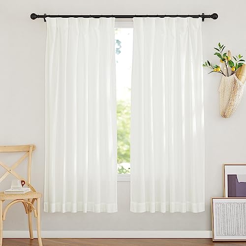 NICETOWN 透けない ミラーレースカーテン 小窓カーテン UVカット ナチュラル 雰囲気 日焼け止め 遮熱 省エネ 部屋仕切り 厚手 目隠し 極上の手触り プライバシー保護 ホワイト 可愛い 北欧 洗える 幅100丈150CM 2枚入り