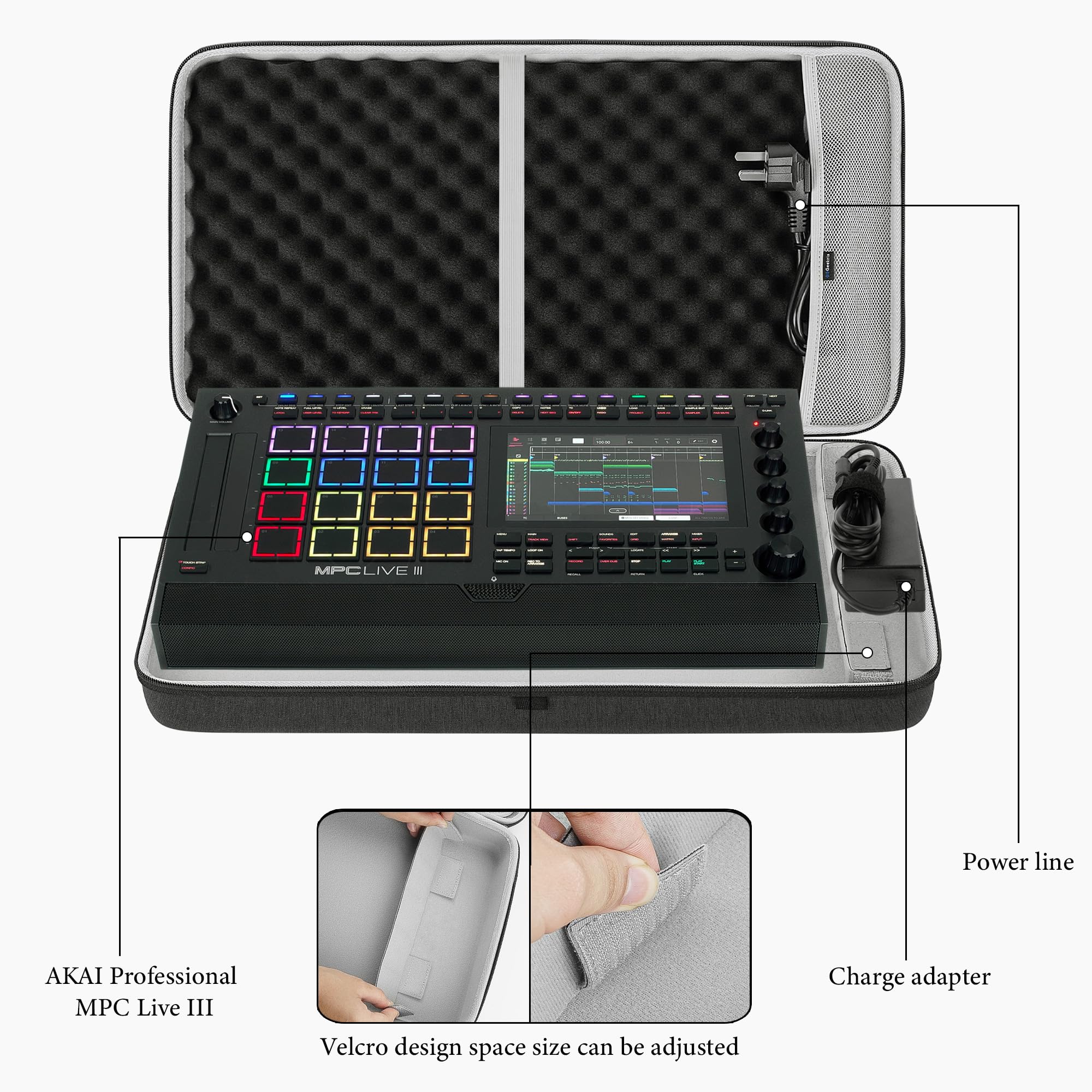 Geekria オーディオ インターフェース キャリングケース Akai Professional MPC Live III と互換性あり EVA ハードシェル ポータブル トラベルバッグ (ダークグレー) makana---10592240 SelectSHOP 岐阜 楽天市場店 サンプル画像3