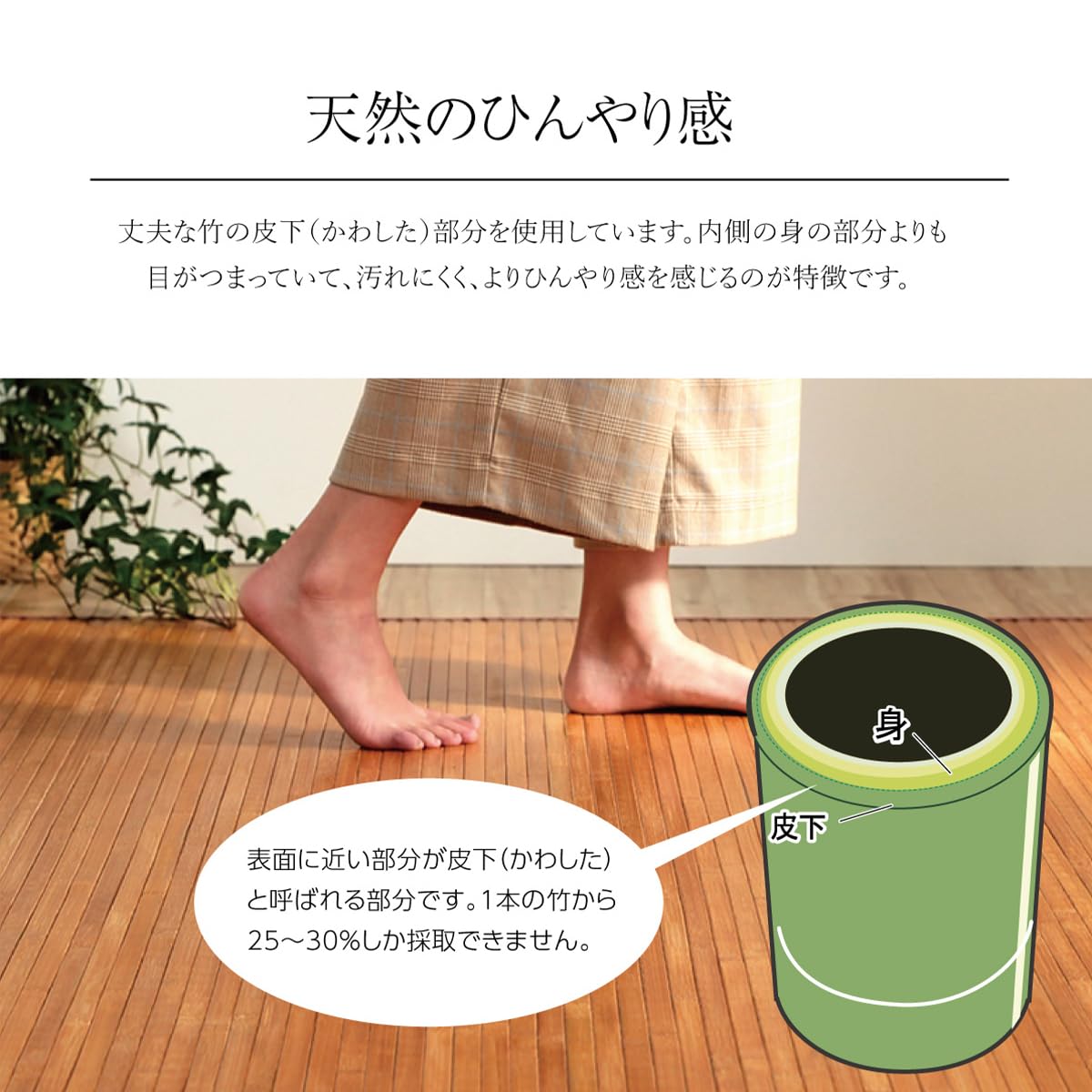 イケヒコ 籐竹カーペット ローマ ナチュラル 約200×240cm #5352780
