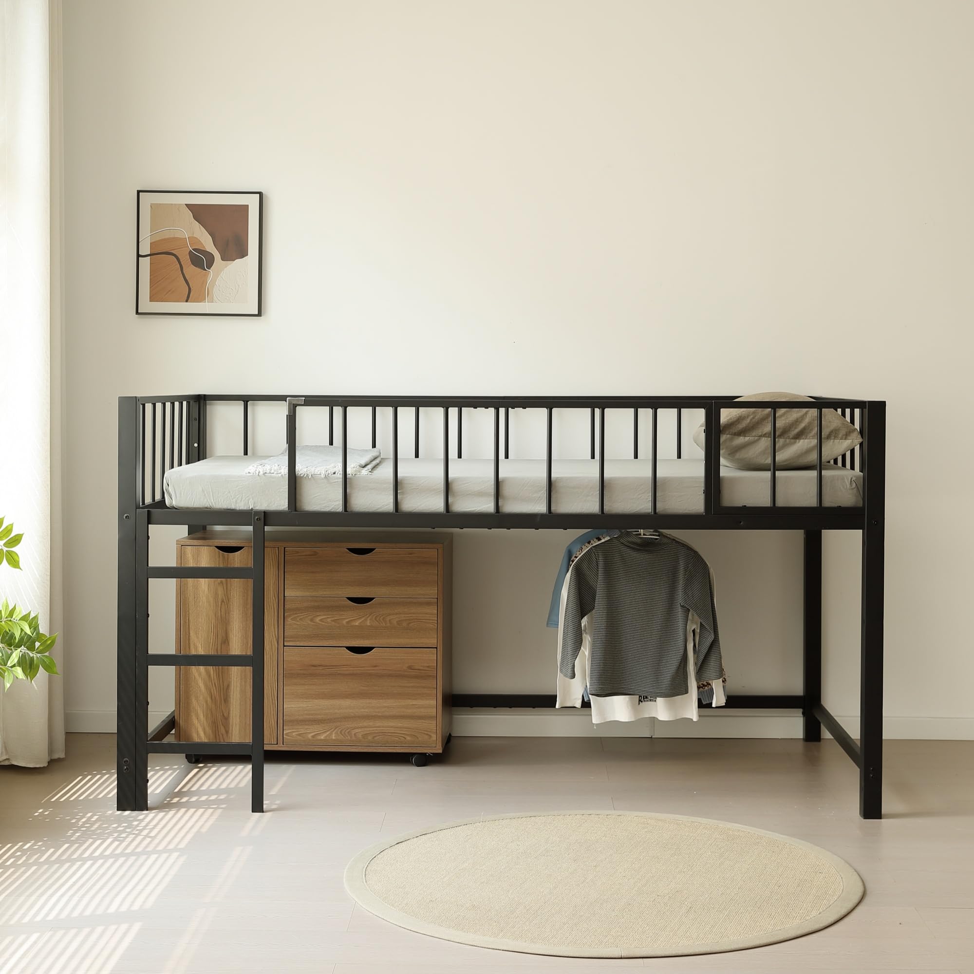 OSJ ロフトベッド パイプベッド シングル 高さ110cm ロータイプ 左右入れ替え 子供 省スペース スチール