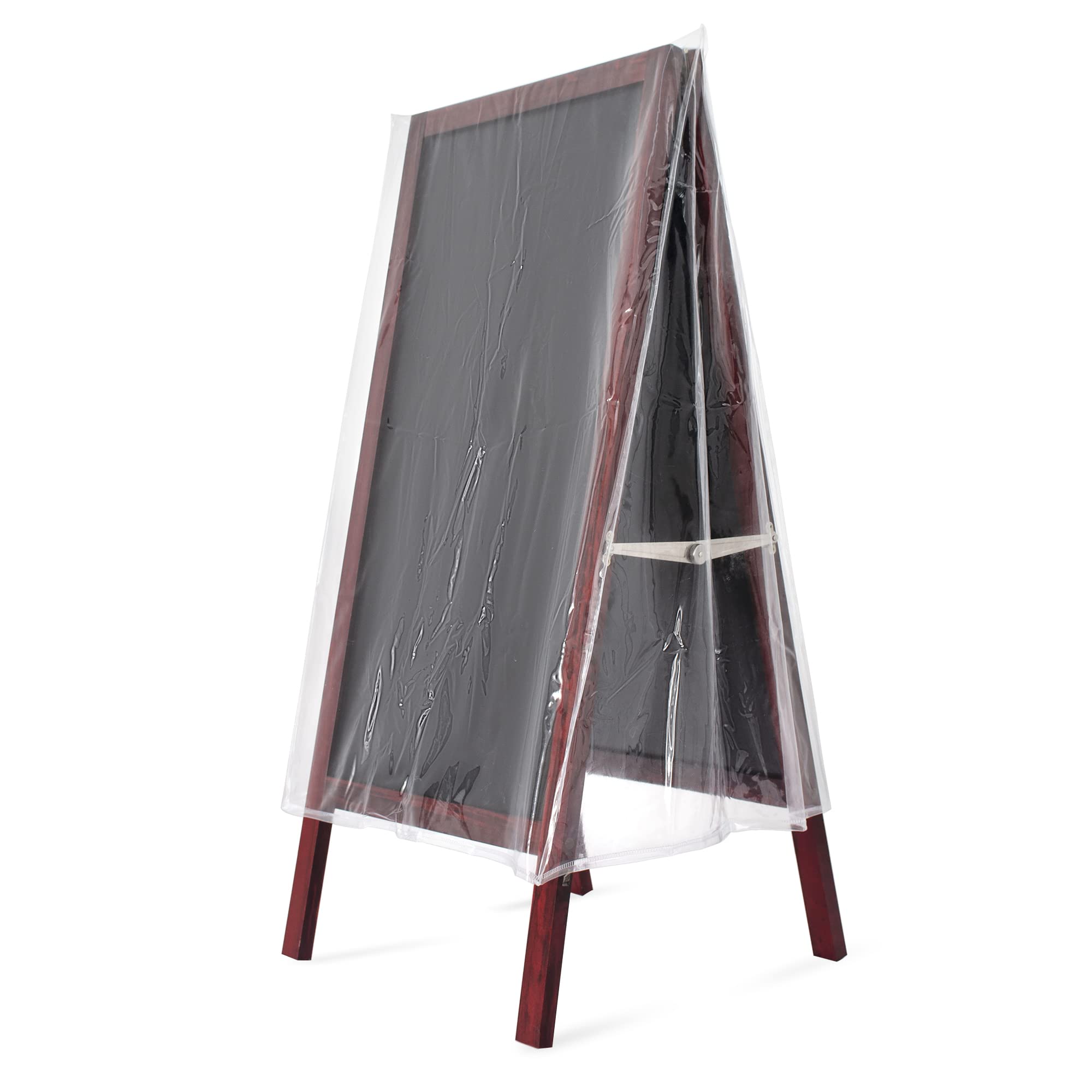 BQKOZFIN A型 両面ブラックボード レインカバー付き 立て看板 スタンドボード 店舗用看板 木製 折りたたみ式 案内板 ウッドボード 転倒防止ボード ウェルカムボード 大型タイプ 幅45×高さ104cm レッドブラウン