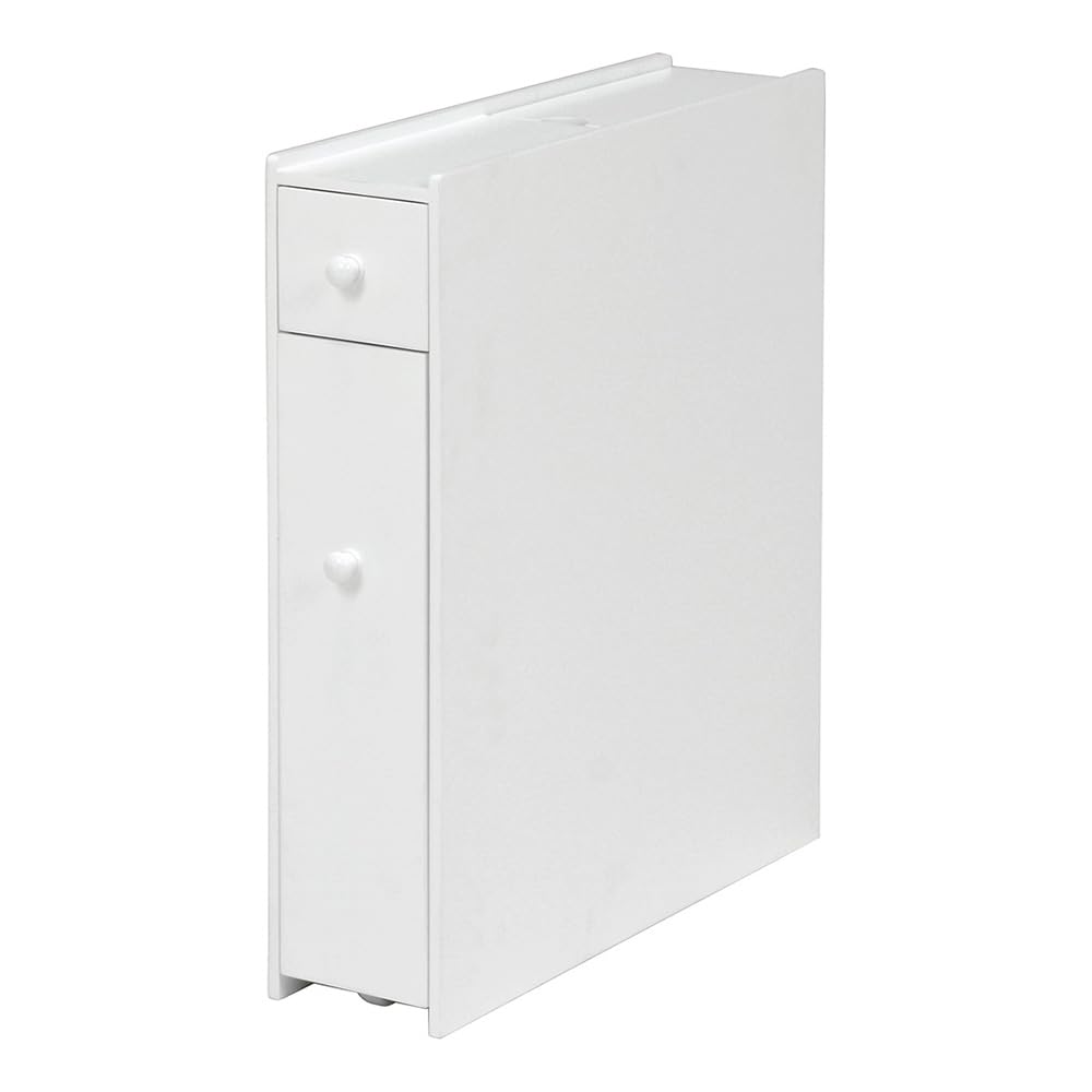 萩原 トイレラック 【ほぼ完成品】 トイレブラシ 収納 スリム 取っ手 キャスター 付き 幅14 奥行52× 高..