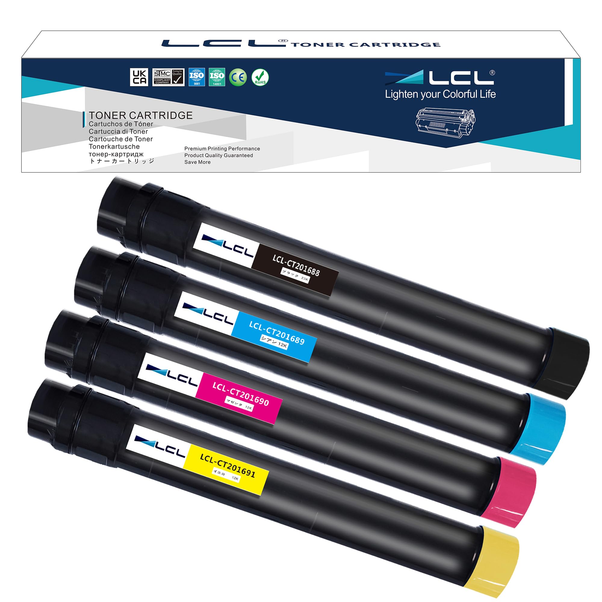 Rakuten - LCL Xerox用 富士ゼロックス用 CT201688 CT201689 CT201690 CT201691 増量 (4色セット ブラック シアン マゼンタ イエロー) 互換トナーカートリッジ 対応機種：DocuPrint C5000d