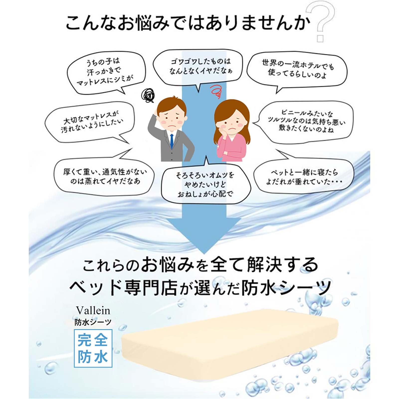 Vallein 防水シーツ 側面完全防水 シングル ボックス 全面防水 マットレスカバー おねしょシーツ ダブル セミダブル ボックスシーツ クイーン 防水 大人用 キング 赤ちゃん ベッドシーツ 介護用シーツ ベビー 保育園 介護用 ペット 防ダニ 丸洗 [2]