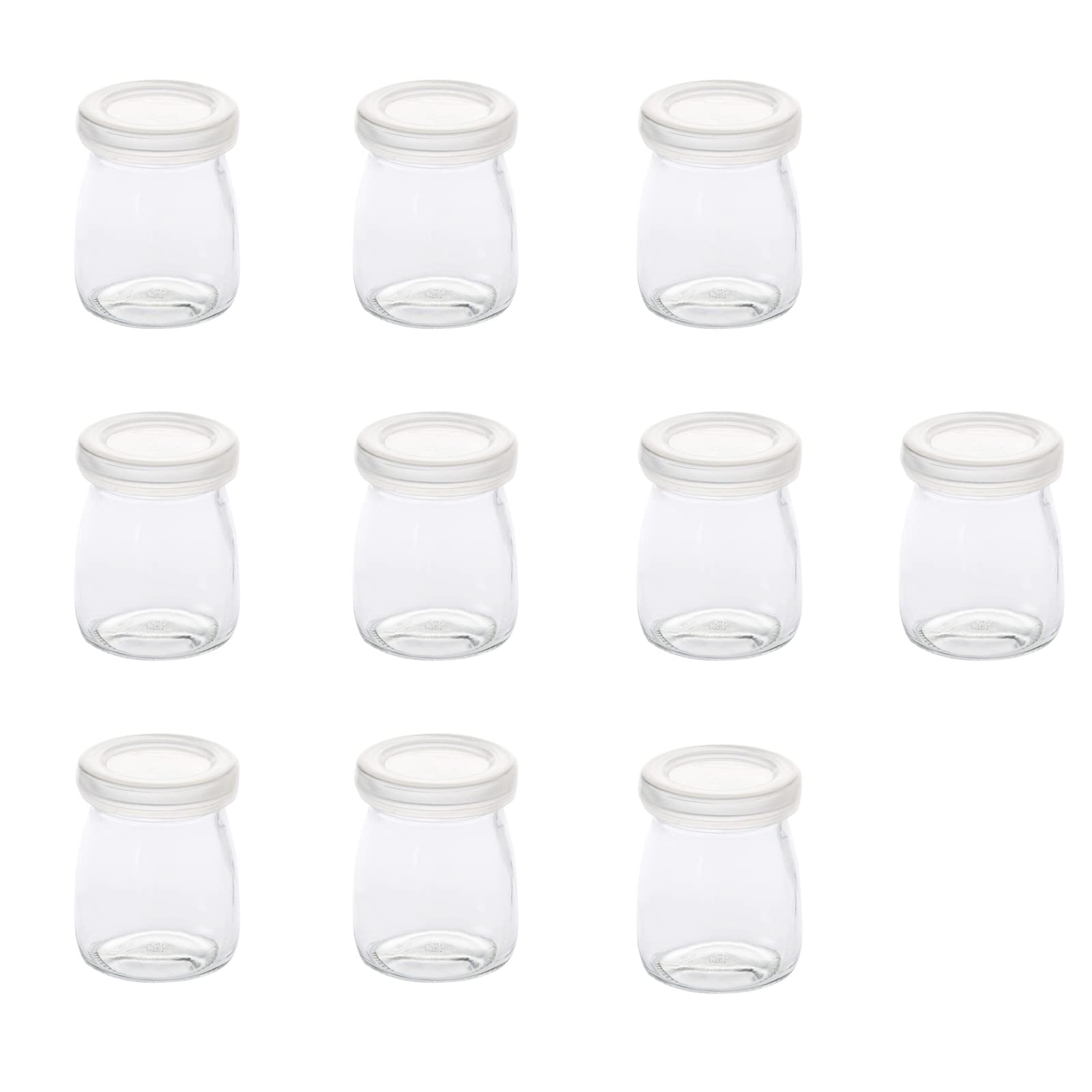NUOLUX プリンカップ 耐熱 ヨーグルト瓶 ミニ 牛乳瓶 100ml 10個セット 蓋付き ガラス瓶 透明 ヨーグル..