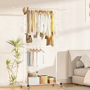 VICERII ハンガーラック 多機能収納 おしゃれ 洋服ラック 衣類収納 頑丈 防サビ キャスター付き 洋服掛け (ホワイト, 二重式)