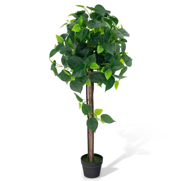 TANGKULA 人工観葉植物 高さ114cm フェイク植物 フェイクグリーン 大型 造花 インテリア 人工 観葉植物..
