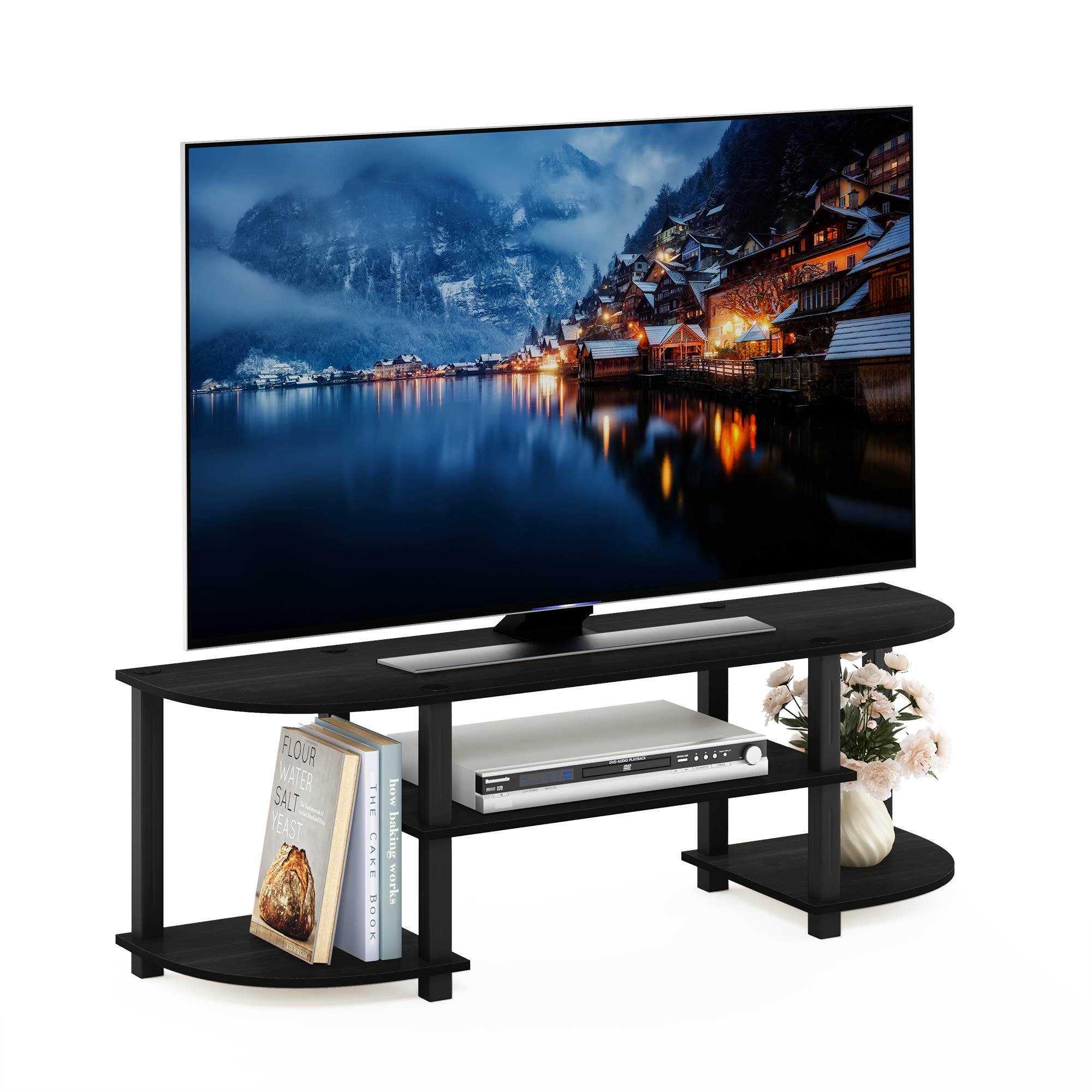 フリノ(Furinno) テレビ台 ターンSチューブ ワイド エスプレッソ/ブラック 34.04×120.02×40.39cm 【日本正規輸入品】
