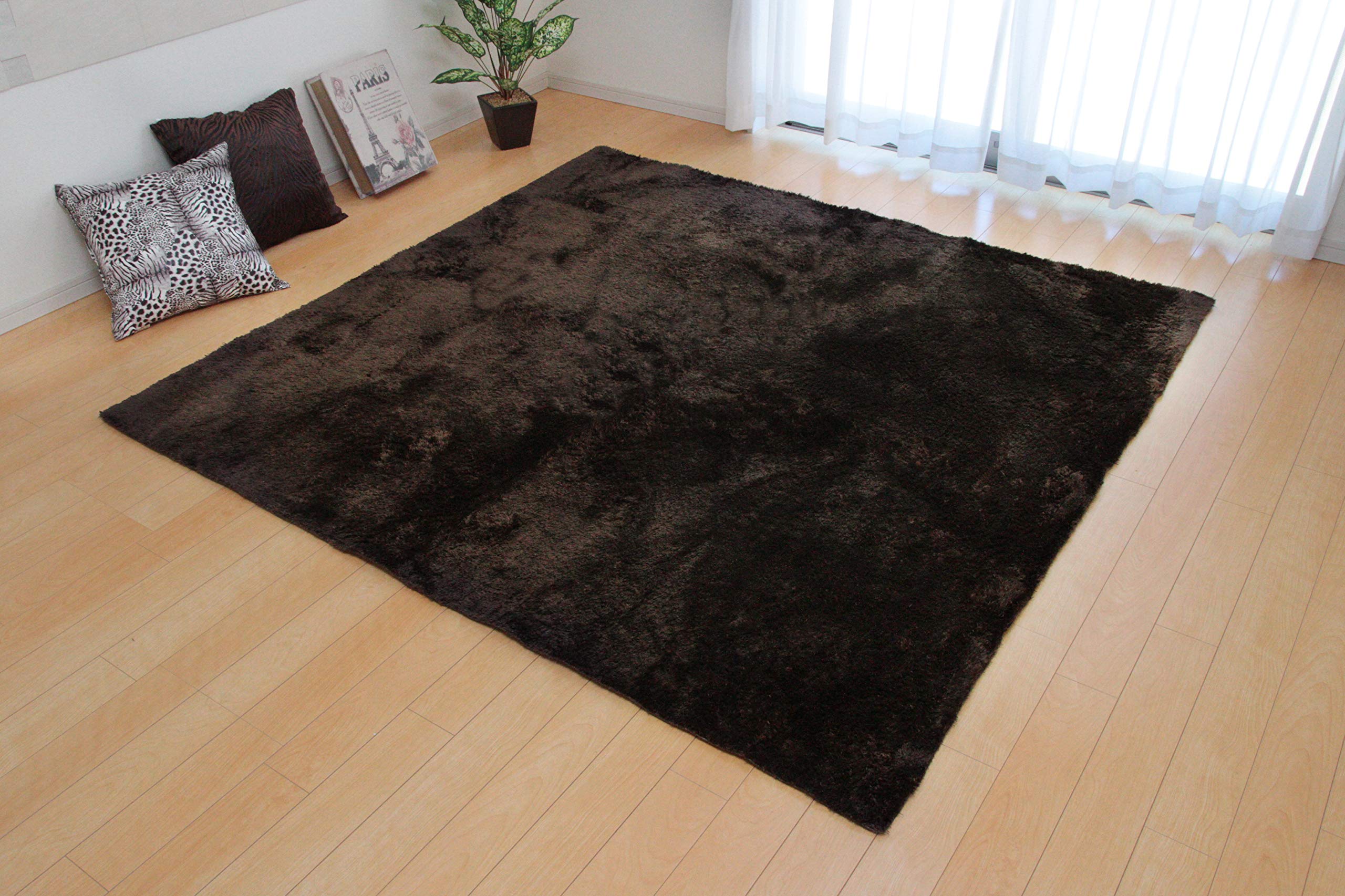 Rakuten - イケヒコ ラグ カーペット 1畳 無地 シャギー調 選べるカラー ラルジュ ブラウン 約90×185cm ホットカーペット対応 #3958889
